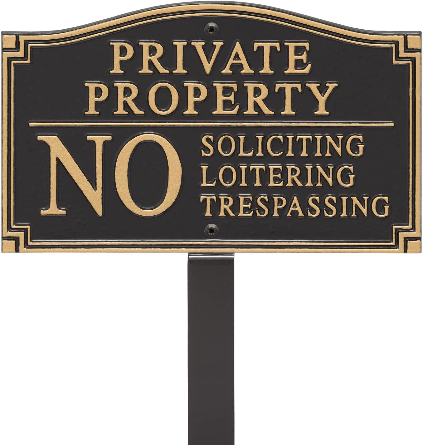 Black and Gold Aluminum Private Property Sign with Stake