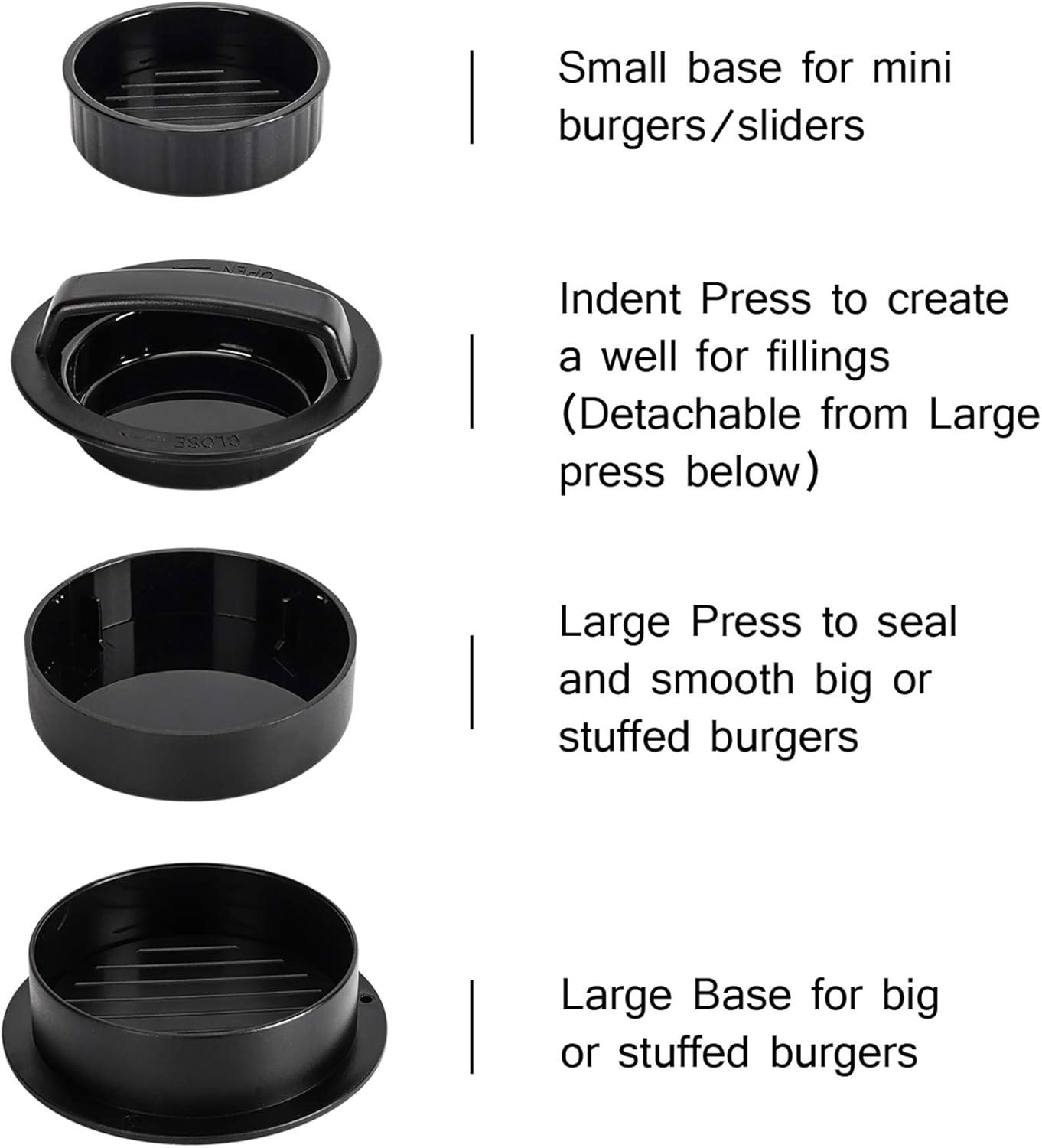 Badiano Hamburger Press Patty Maker, Burger Press, 3 in 1 Meat Beef Veggie Hamburger Mold, Black