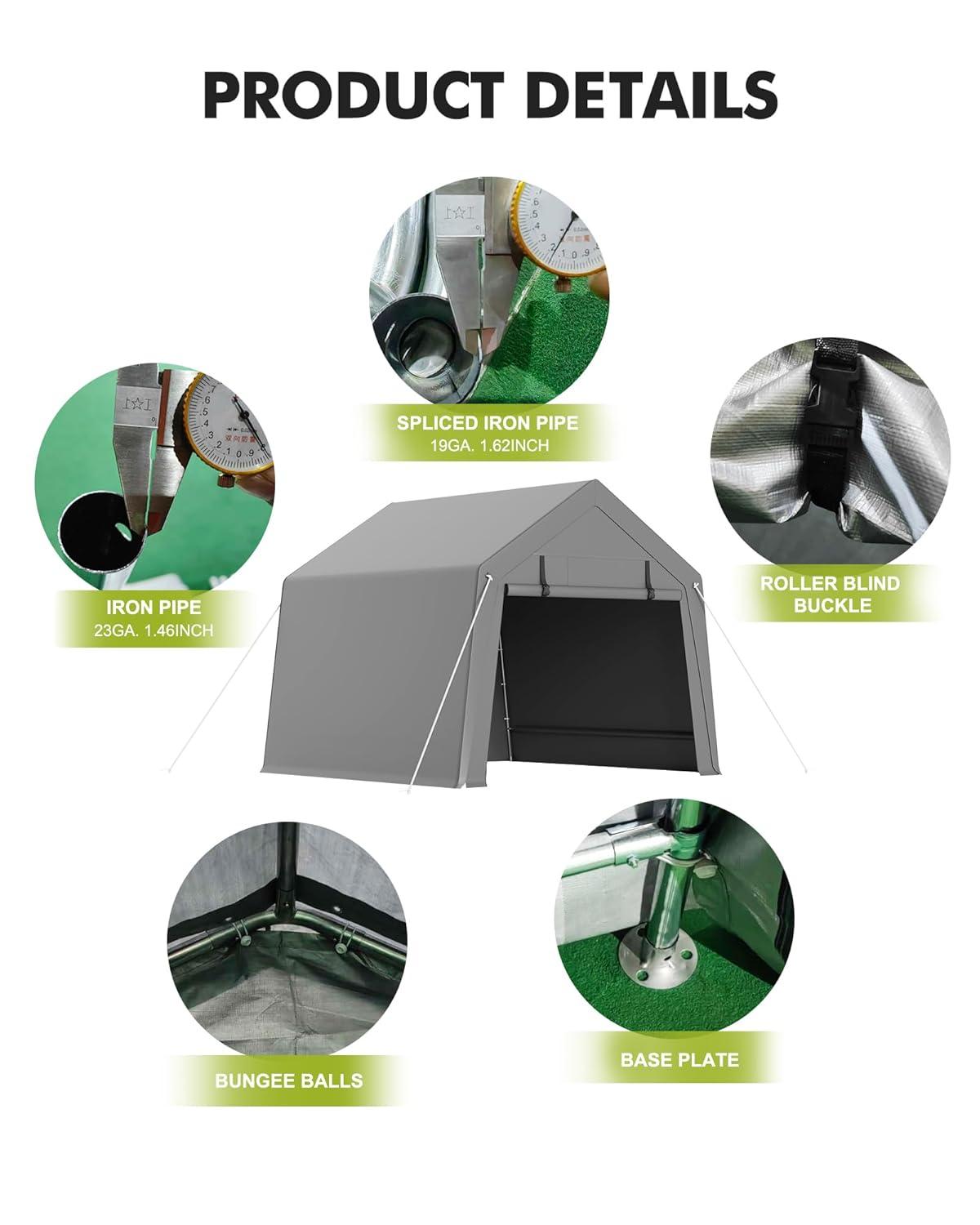 babevy Motorcycle Storage Shed, Heavy Duty Portable Tent With Rolled Zipper Door in , 84" H x 72" W x 72" D