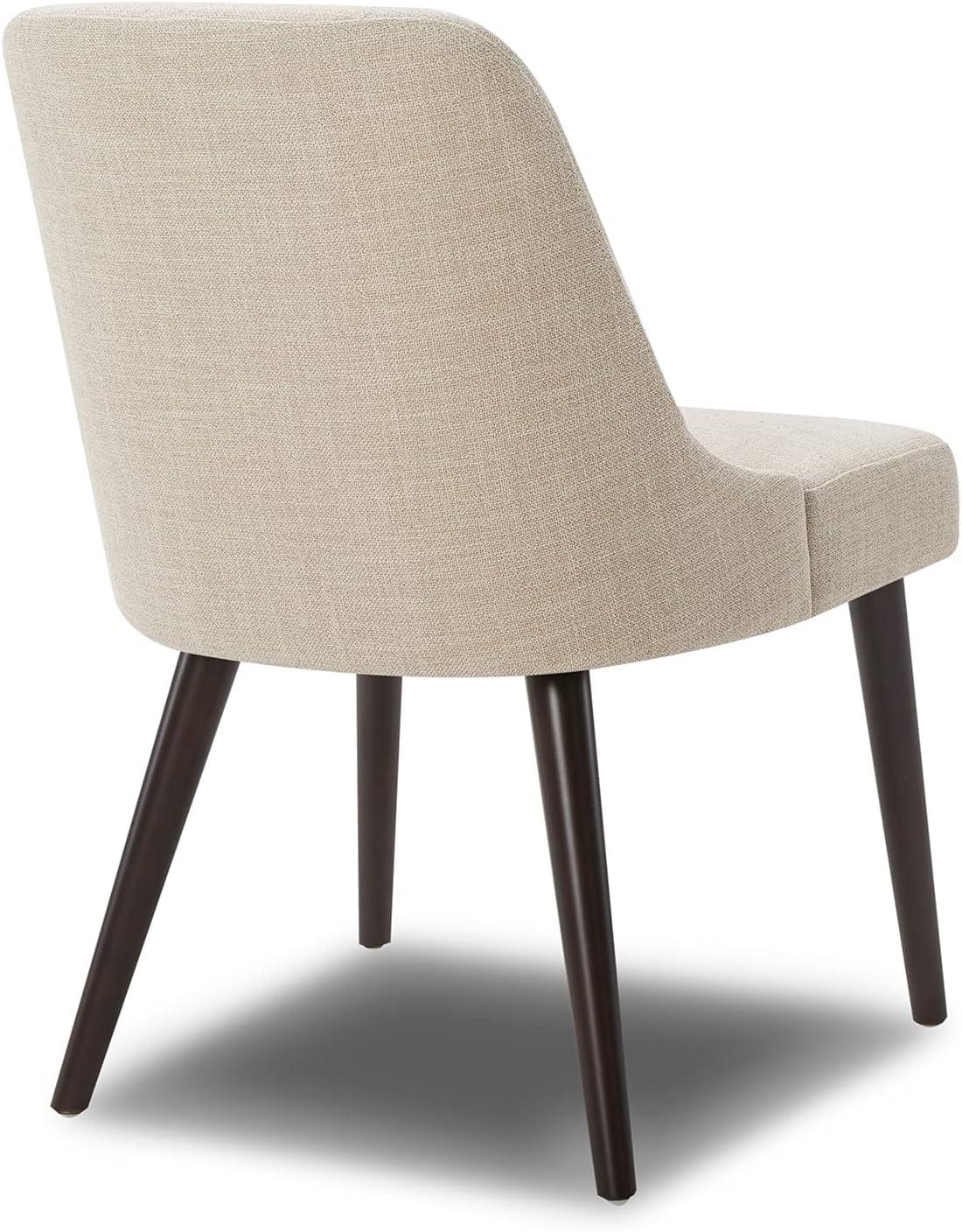 CHITA Modern Fabric Upholstered Kitchen & Dining Room Chairs Set of 2, Wood Legs, Flax Beige