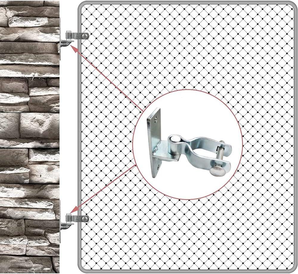 2 Pack 1-3/8 Inch Wall Mount Gate Hinge Metal Hinges Fence Post Chain Link Fence Frame Hinge Outdoor Gate Hardware (Screws Included)