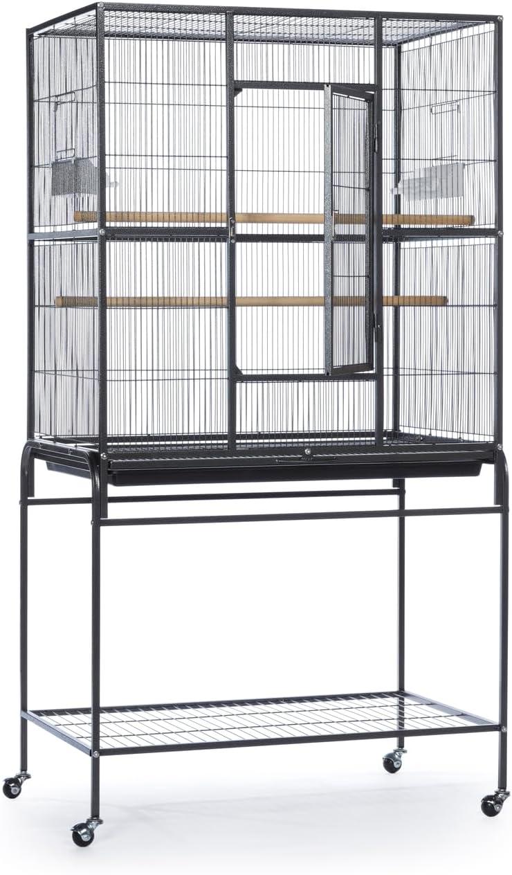 Black Wrought Iron Multi-Level Bird Cage with Stand