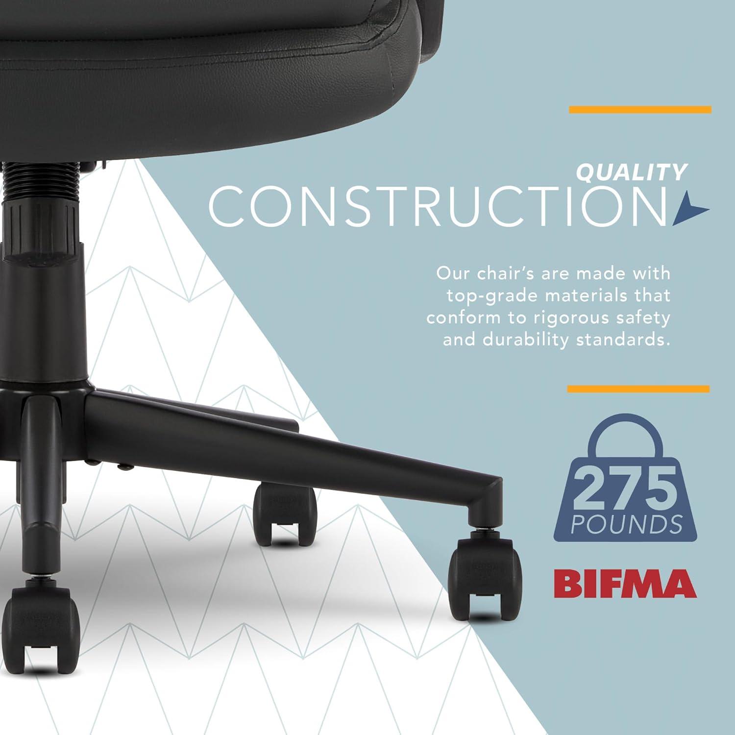 CLICK365 Click365 Classic Comfort Executive Office Chair, Ergonomic Mid-Back, Double-Layer Seat Cushion