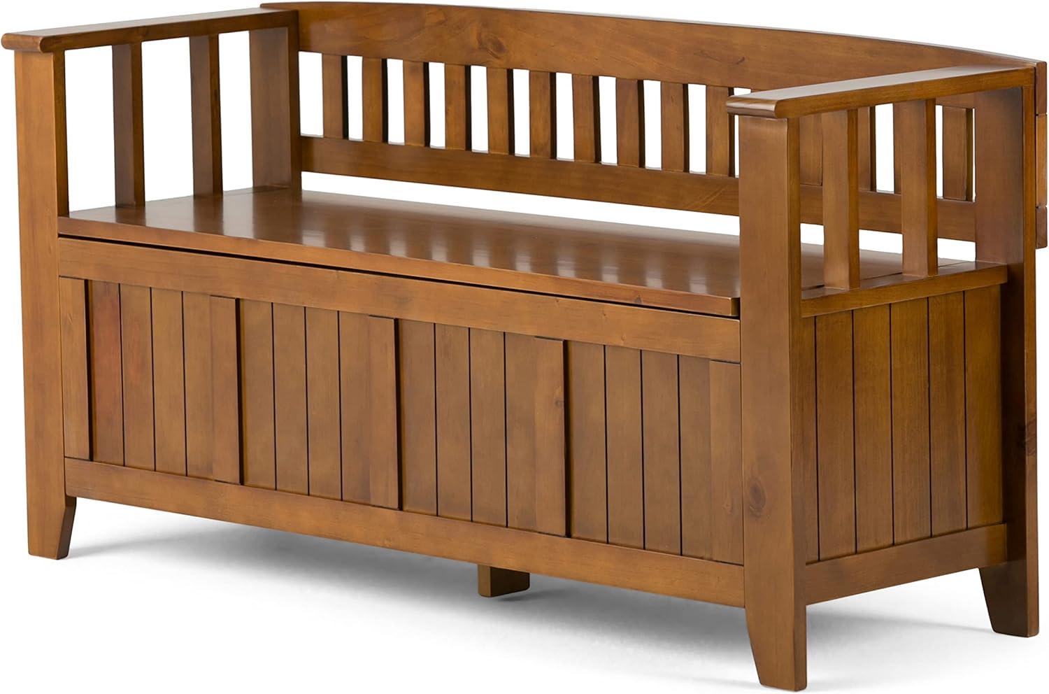 Acadian Light Avalon Brown Solid Wood Transitional Storage Bench