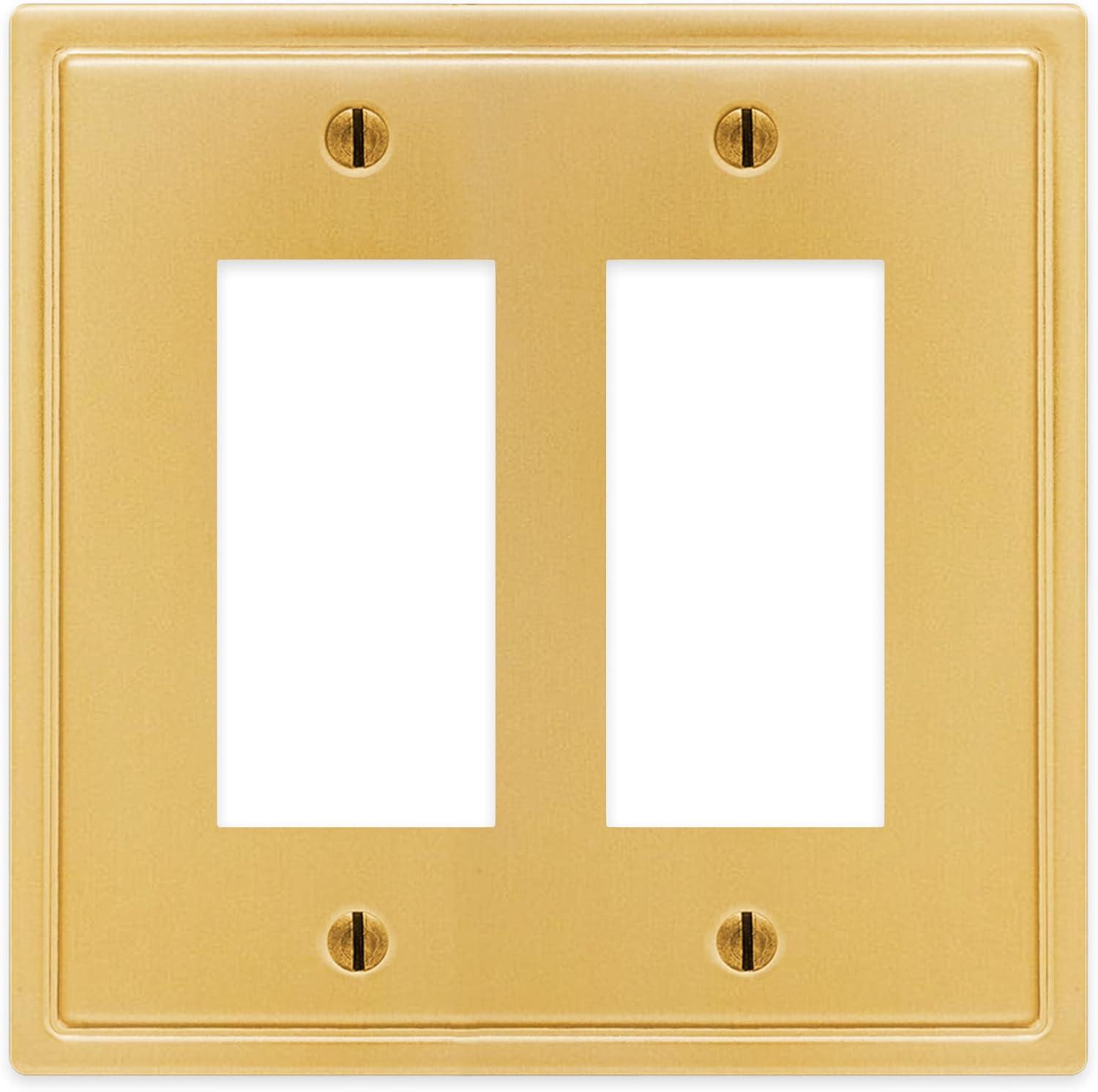 Amerelle 148RRBG Moderne Wallplate, 2 Rocker, Steel, Brushed Gold, 1-Pack