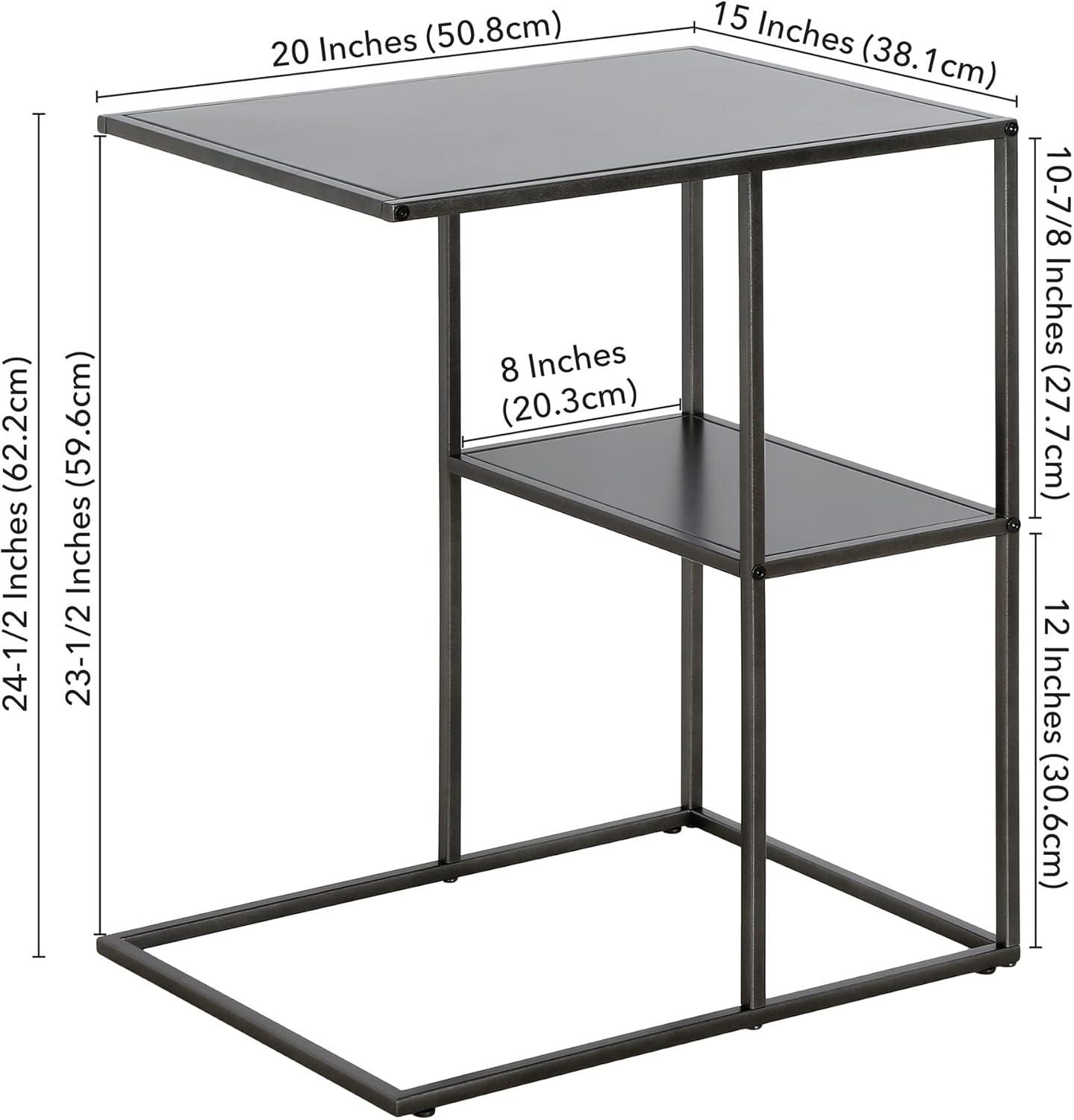 Evelyn&Zoe Winthrop 20" Wide Rectangular Side Table, Gunmetal Gray