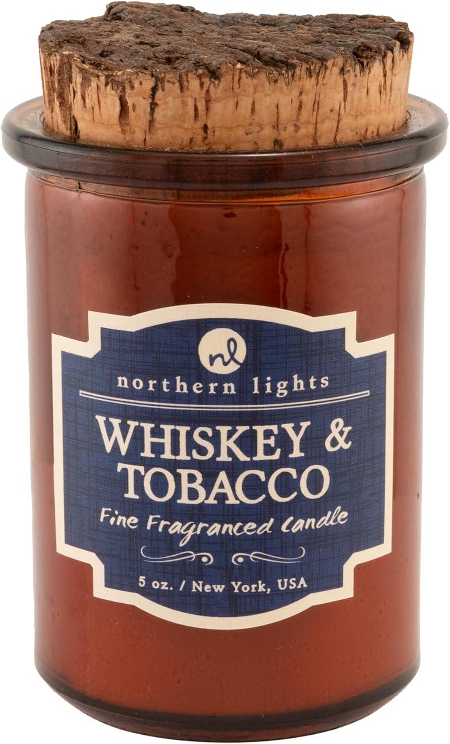 Whiskey & Tobacco Scented Soy Jar Candle with Cork Lid