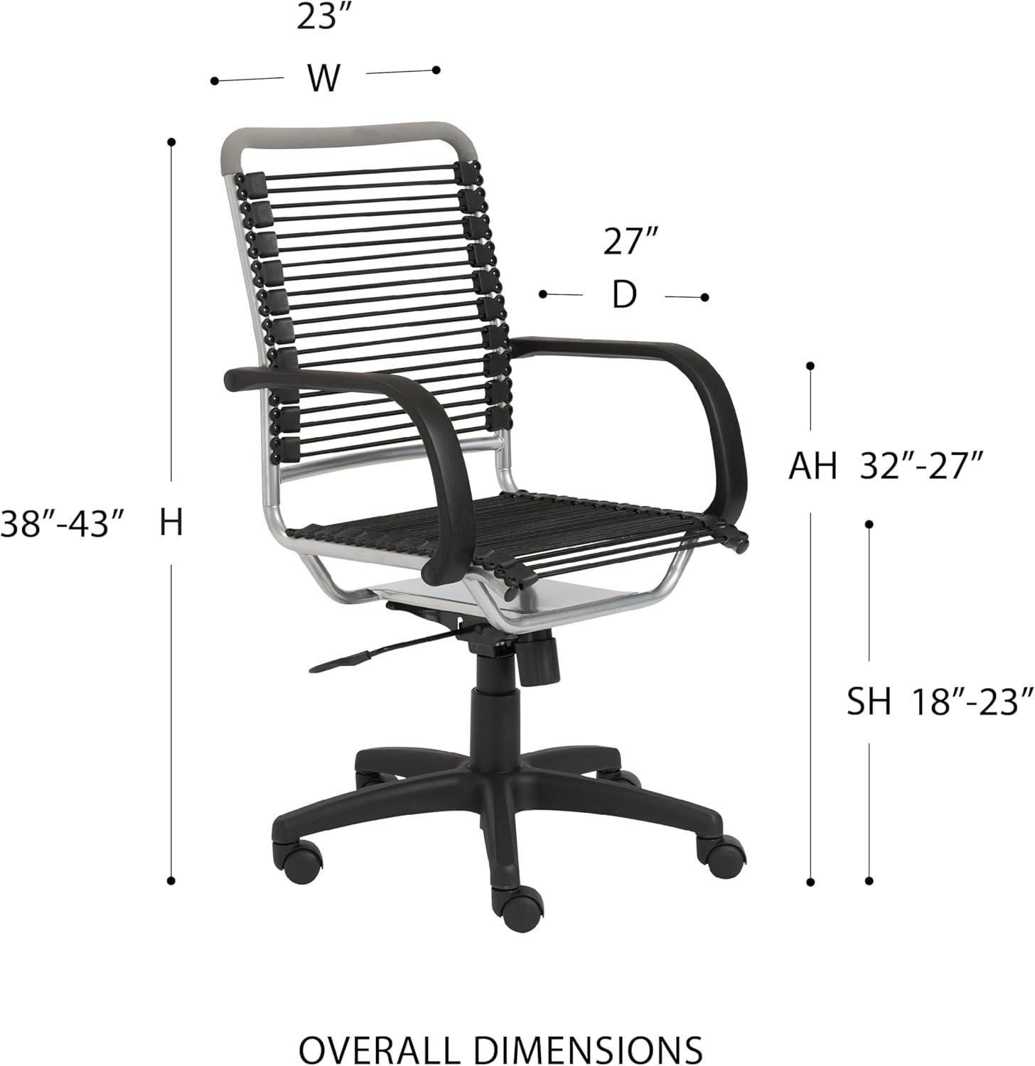 Black Aluminum High Back Swivel Bungee Office Chair