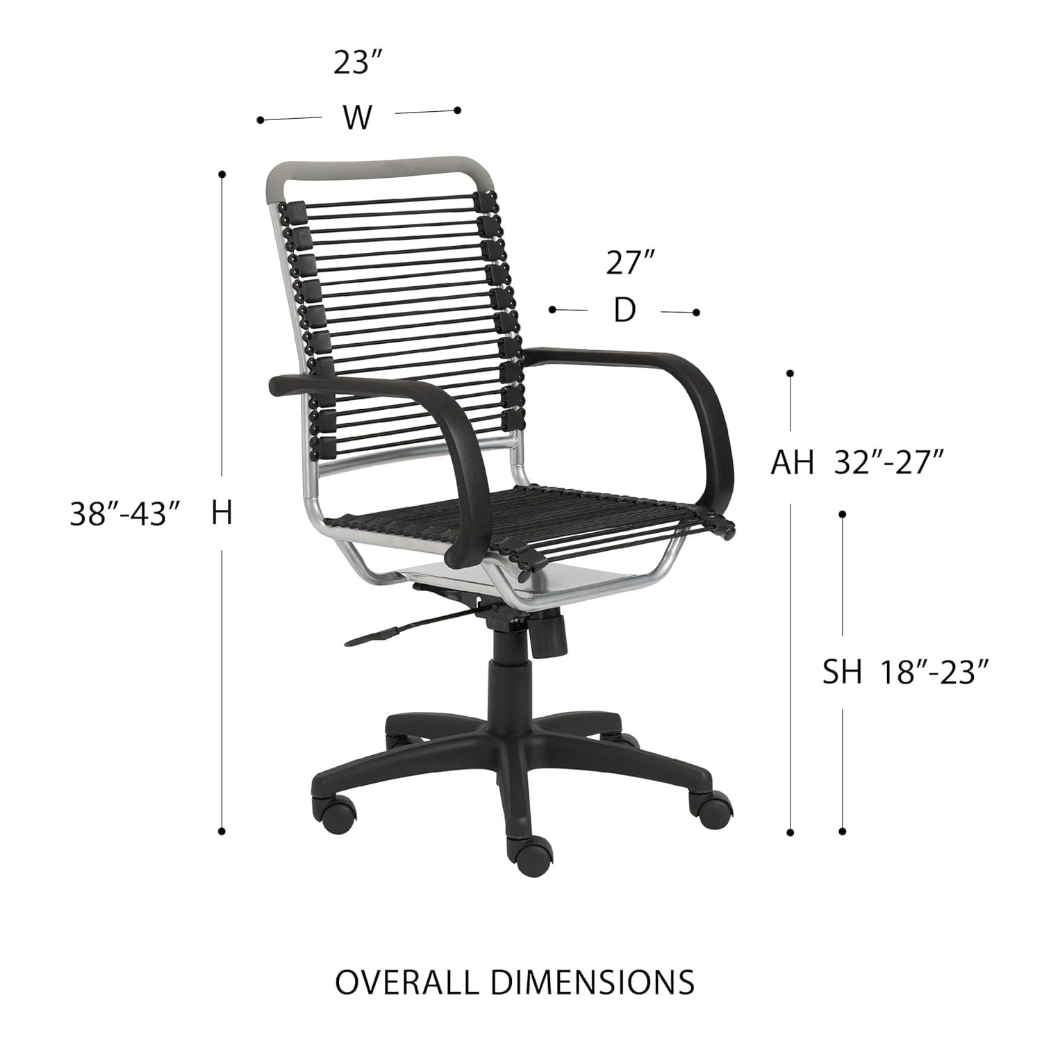 Black Aluminum High Back Swivel Bungee Office Chair