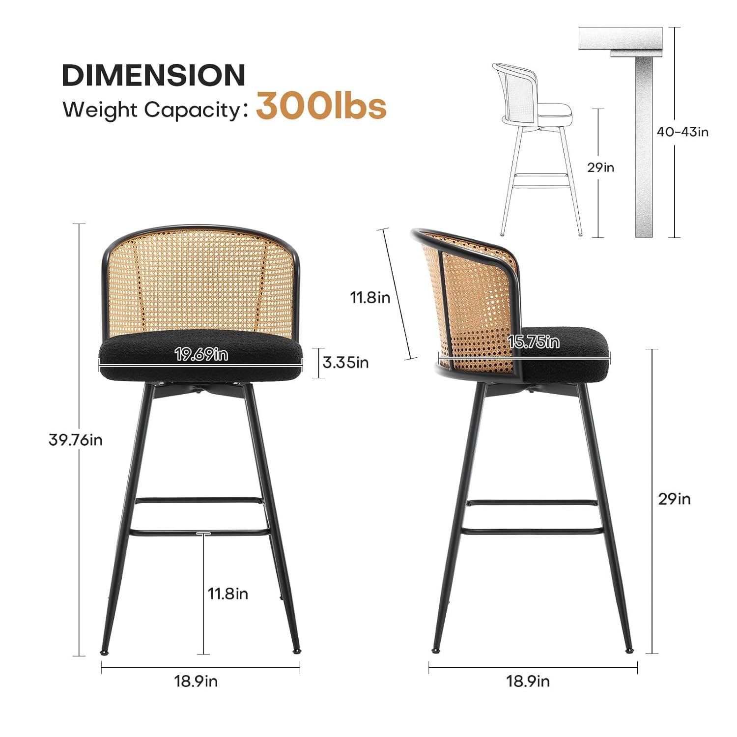 Bay Isle Home™ Cane Back Swivel Upholstered Counter & Bar Stool (Set of 2)