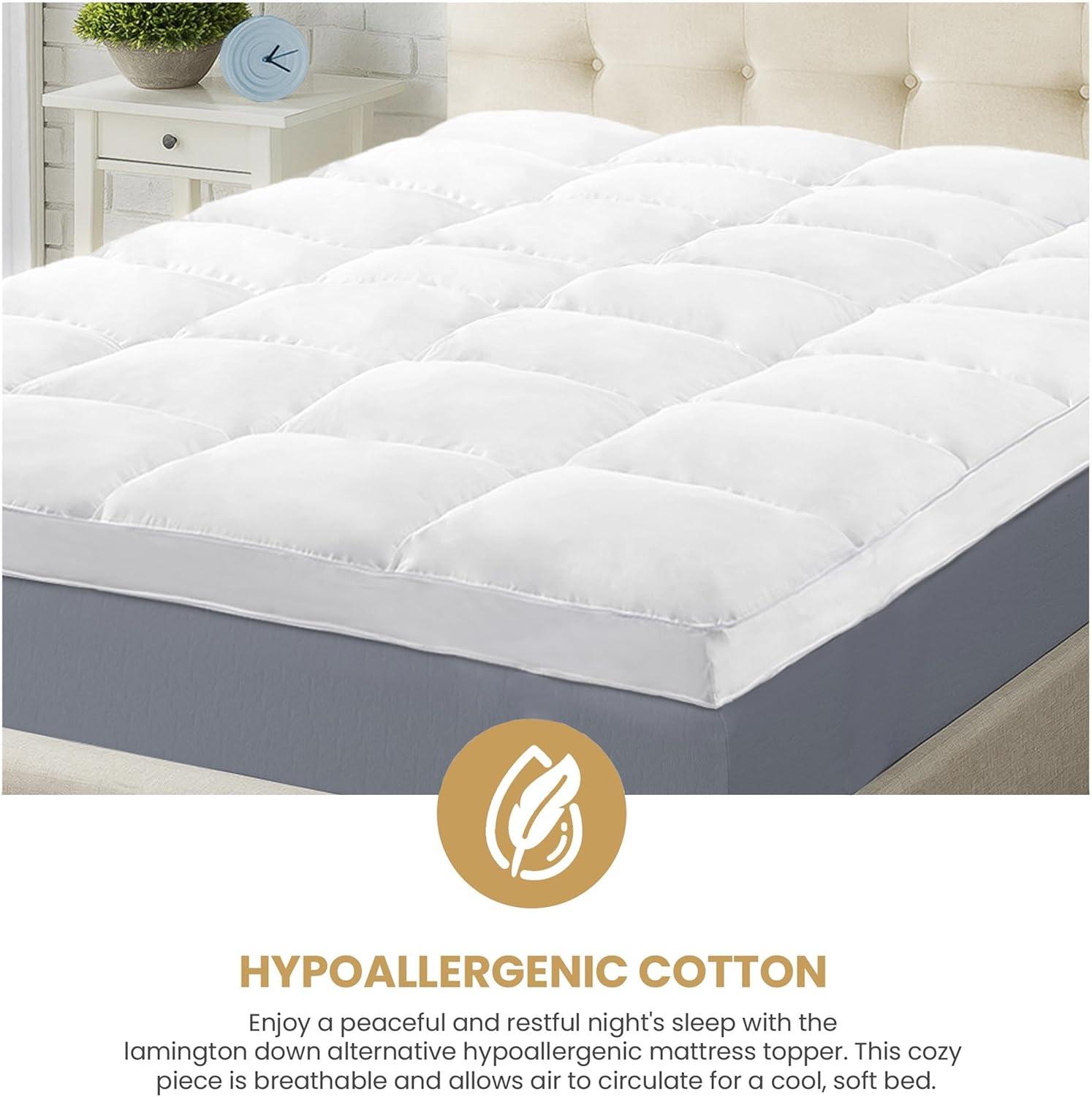 Queen White Down Alternative Hypoallergenic Mattress Topper