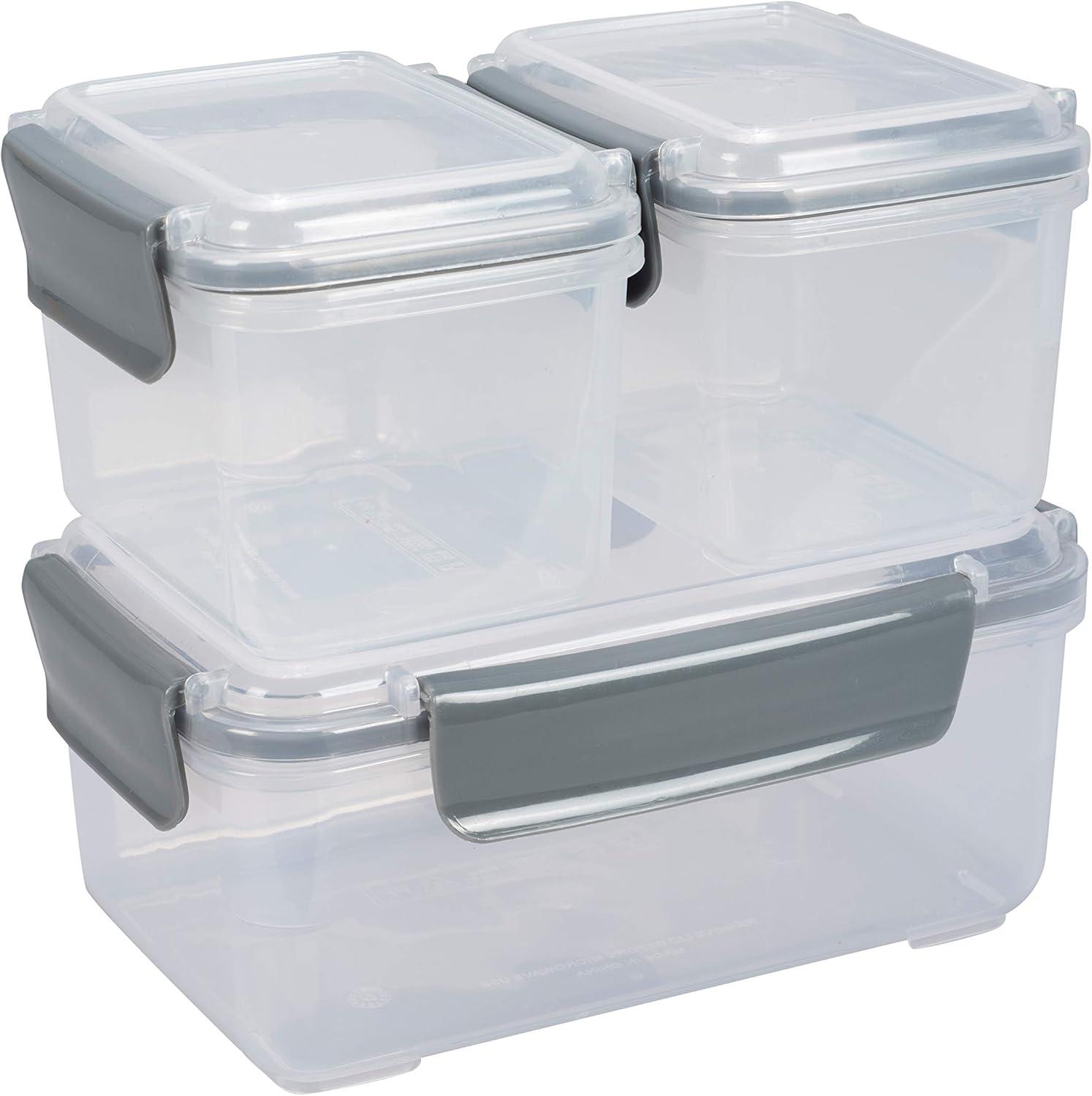 Kitchen Details 12 Piece 2.25 L Plastic Airtight Food Storage Container Set, Grey