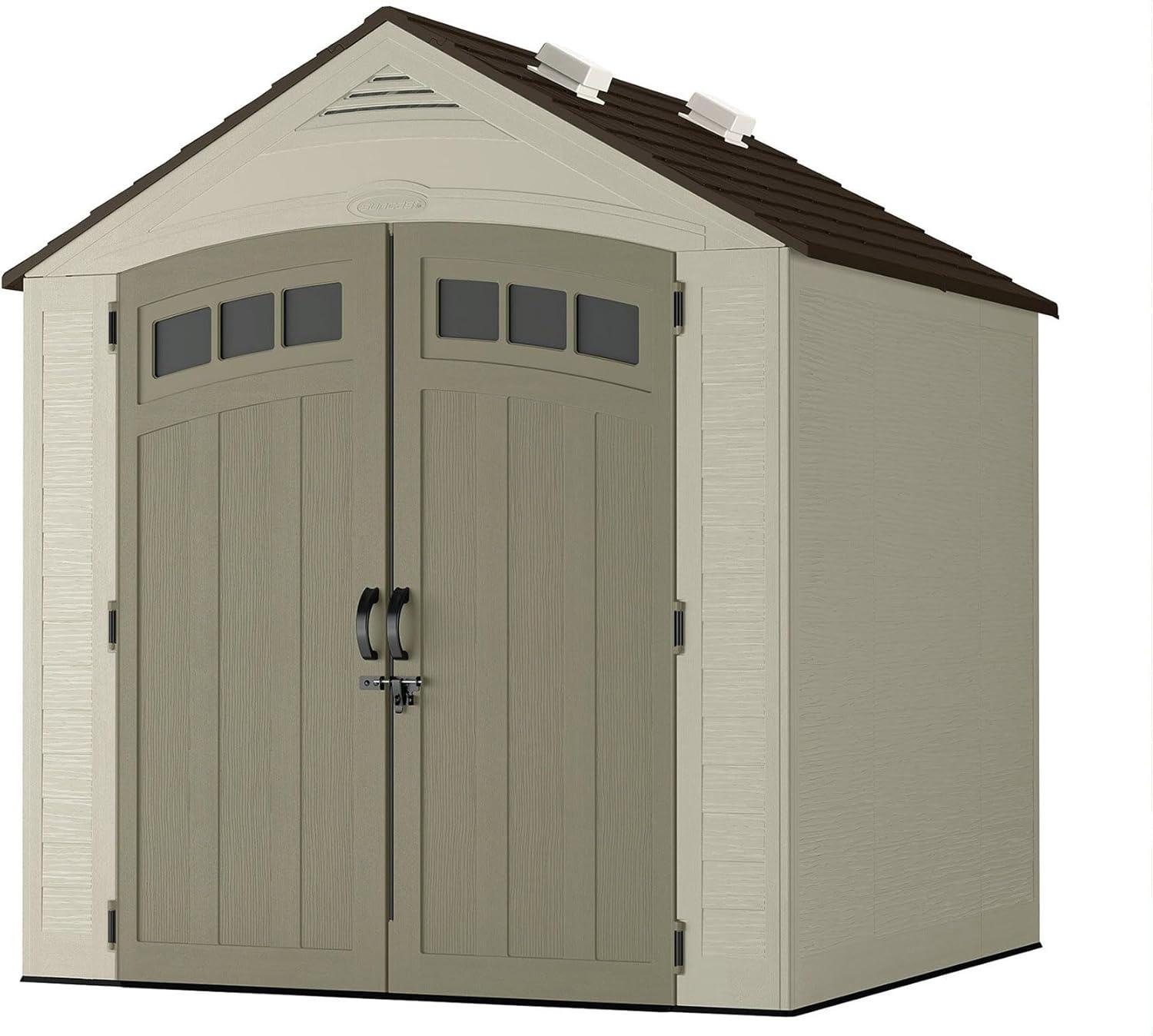 Beige 7x7 ft Resin Storage Shed with Windows