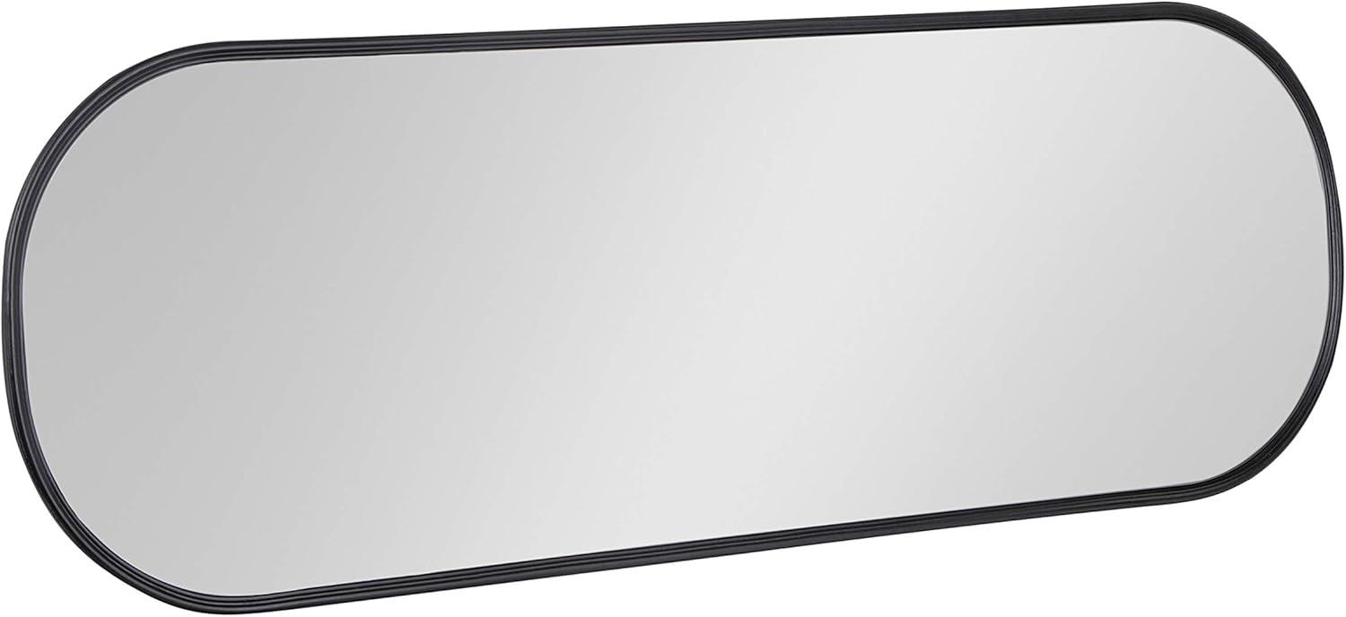 Kate and Laurel Caskill Modern Oval Mirror, 16" x 48", Black, Capsule-Shaped Accent Mirror for Entryway, Living Room, or Bathroom