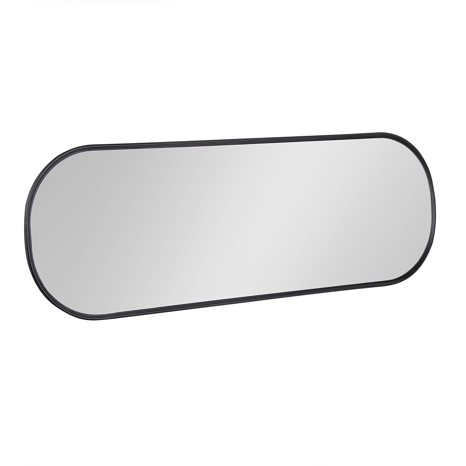 Kate and Laurel Caskill Modern Oval Mirror, 16" x 48", Black, Capsule-Shaped Accent Mirror for Entryway, Living Room, or Bathroom