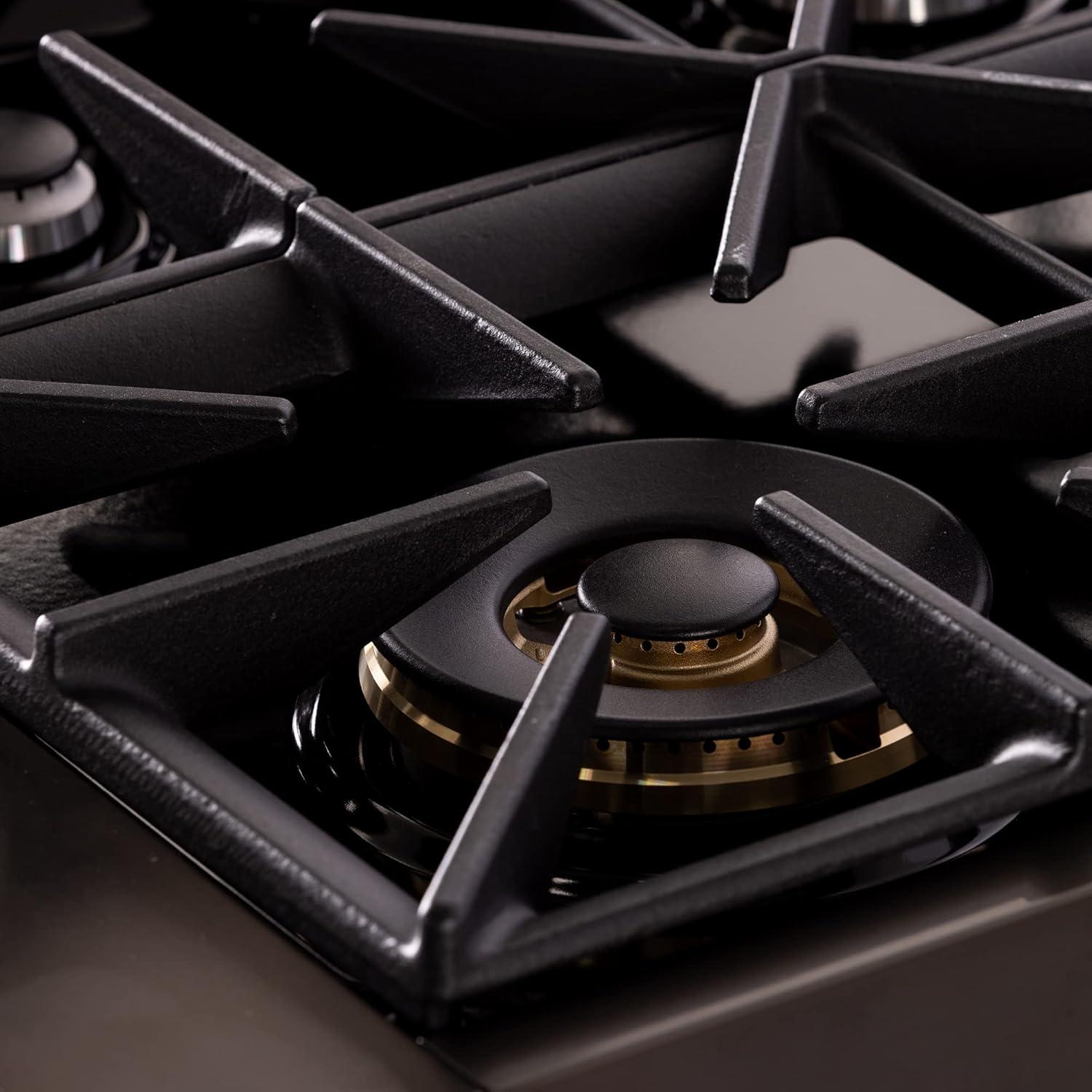 36 in. 5.2 cu. ft. Dual Fuel Range Natural Gas Sealed Burners Titanium Stainless