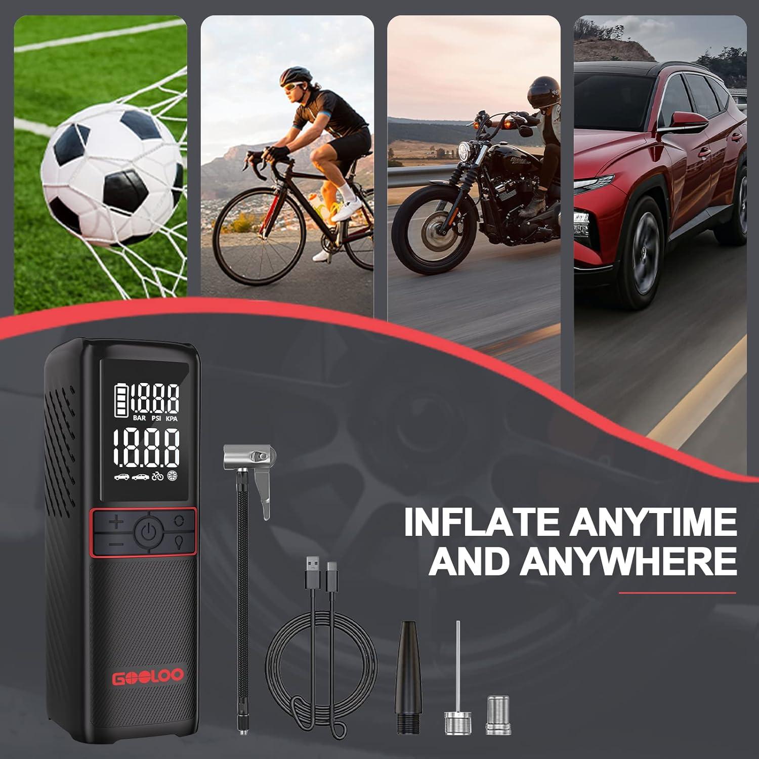 Black Cordless Electric Air Compressor with LED Display