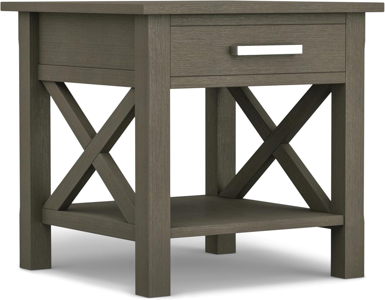 Simpli Home Kitchener Square End Table in Farmhouse Gray