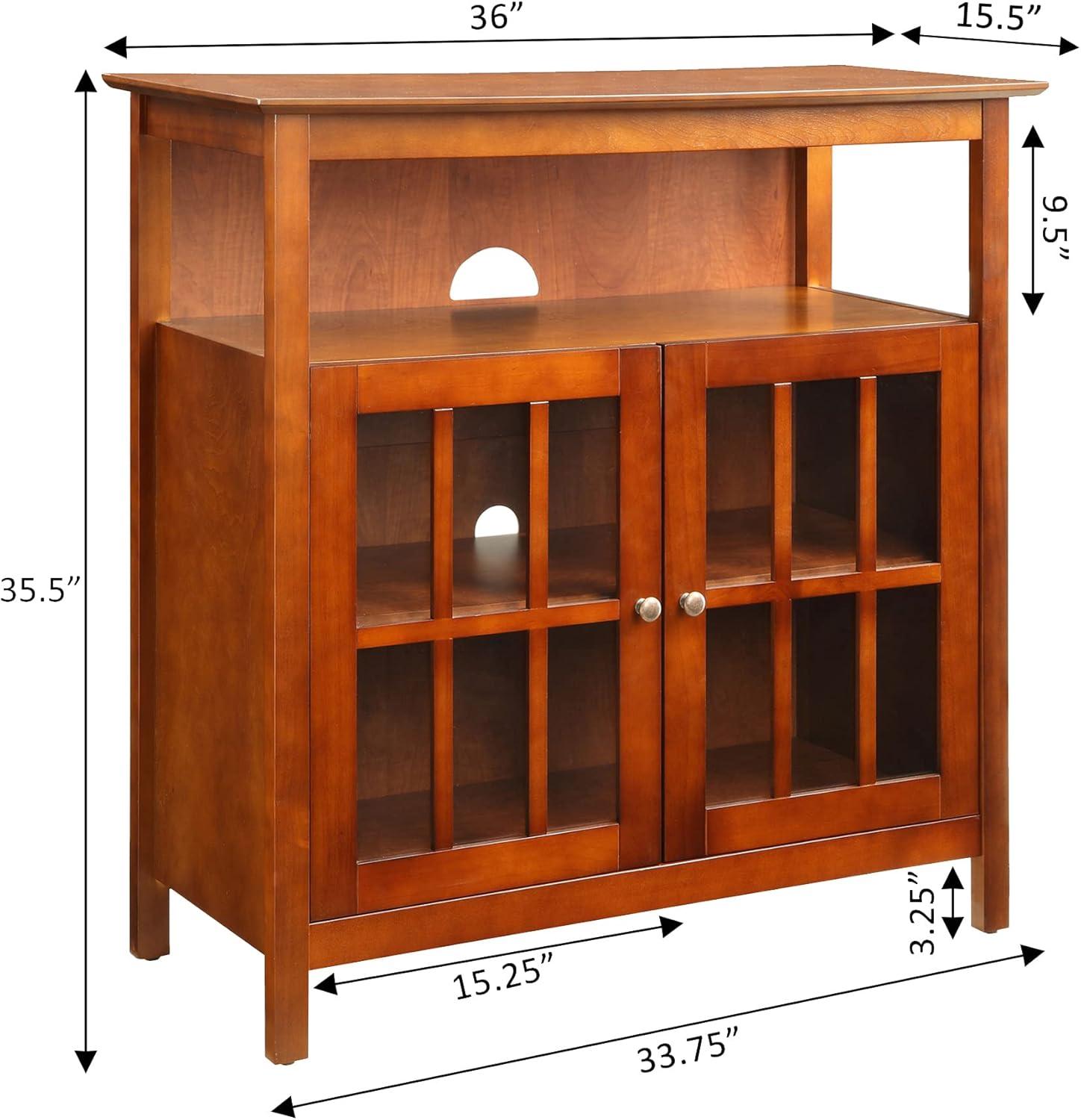 Convenience Concepts Big Sur Highboy TV Stand with Storage Cabinets for TVs up to 40 Inches, Cherry