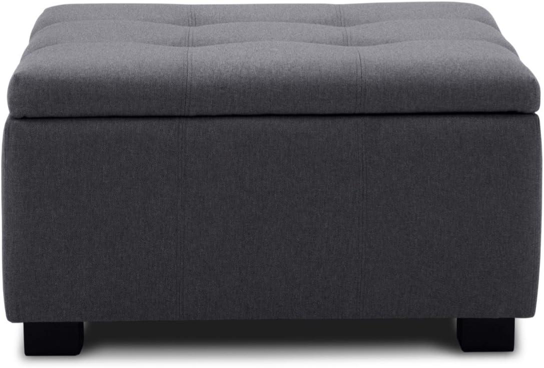 BELLEZE Storage Tufted Ottoman Upholstered Modern Style Indoor Living Room Bedroom Foot Bench, Grey