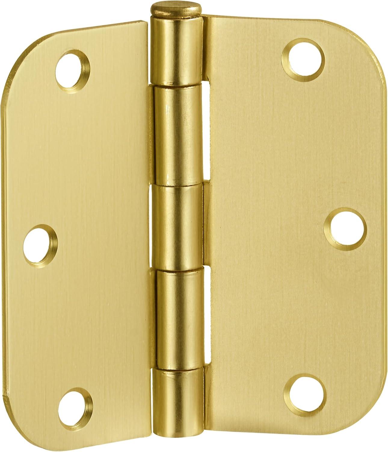 Satin Brass 3.5-inch Butterfly Door Hinges with Screws, 6-Pack