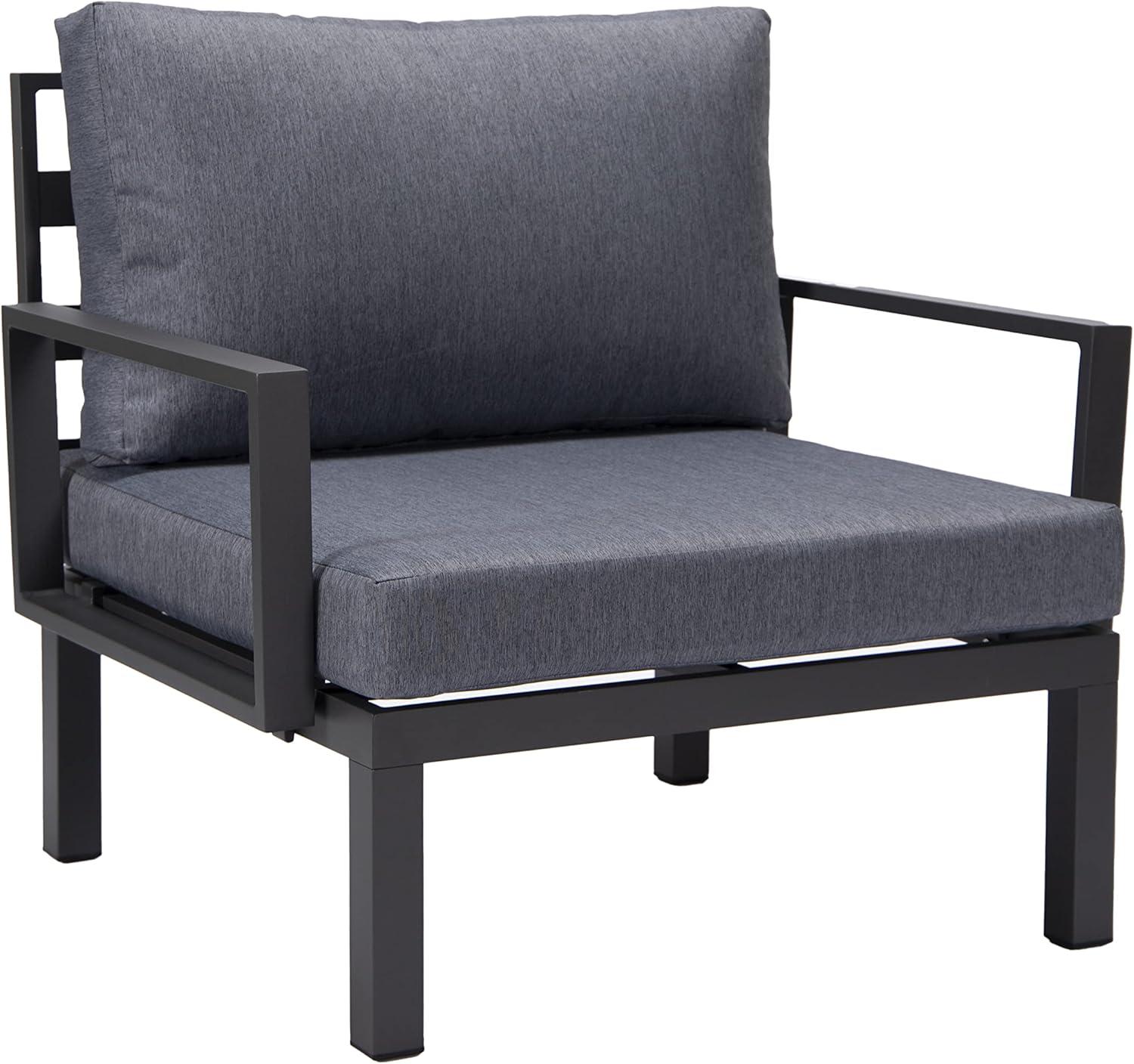 LeisureMod Hamilton 6-Piece Aluminum Patio Conversation Set With Cushions