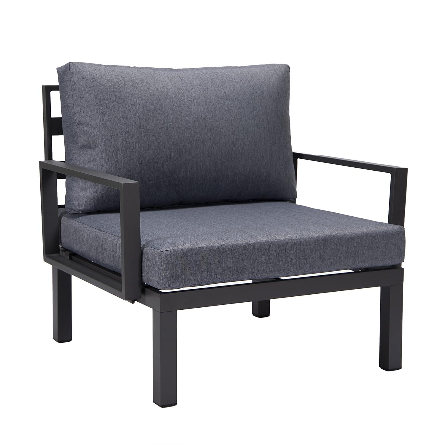 LeisureMod Hamilton 6-Piece Aluminum Patio Conversation Set With Cushions