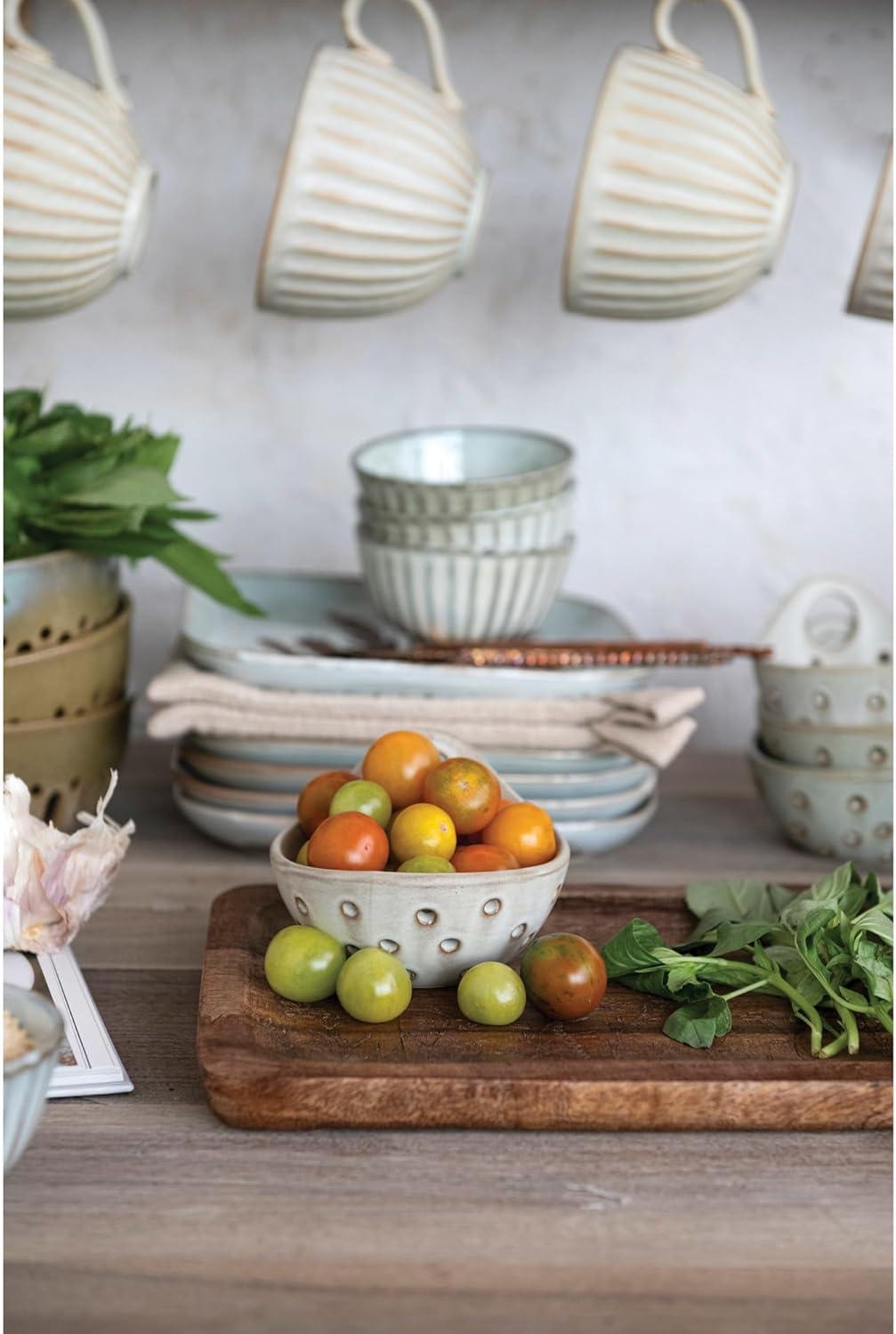 Creative Co-Op 11.75 Inches Mango Wood Laser Etched Botanicals, Natural Tray