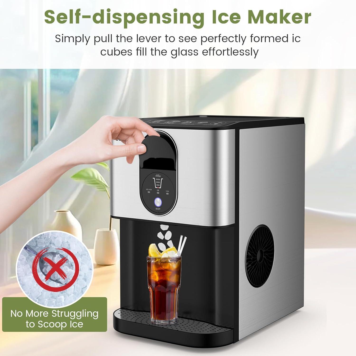 Costway 56 lbs/24 H Pepple Chewable Countertop Nugget Ice Maker with Self-Cleaning System