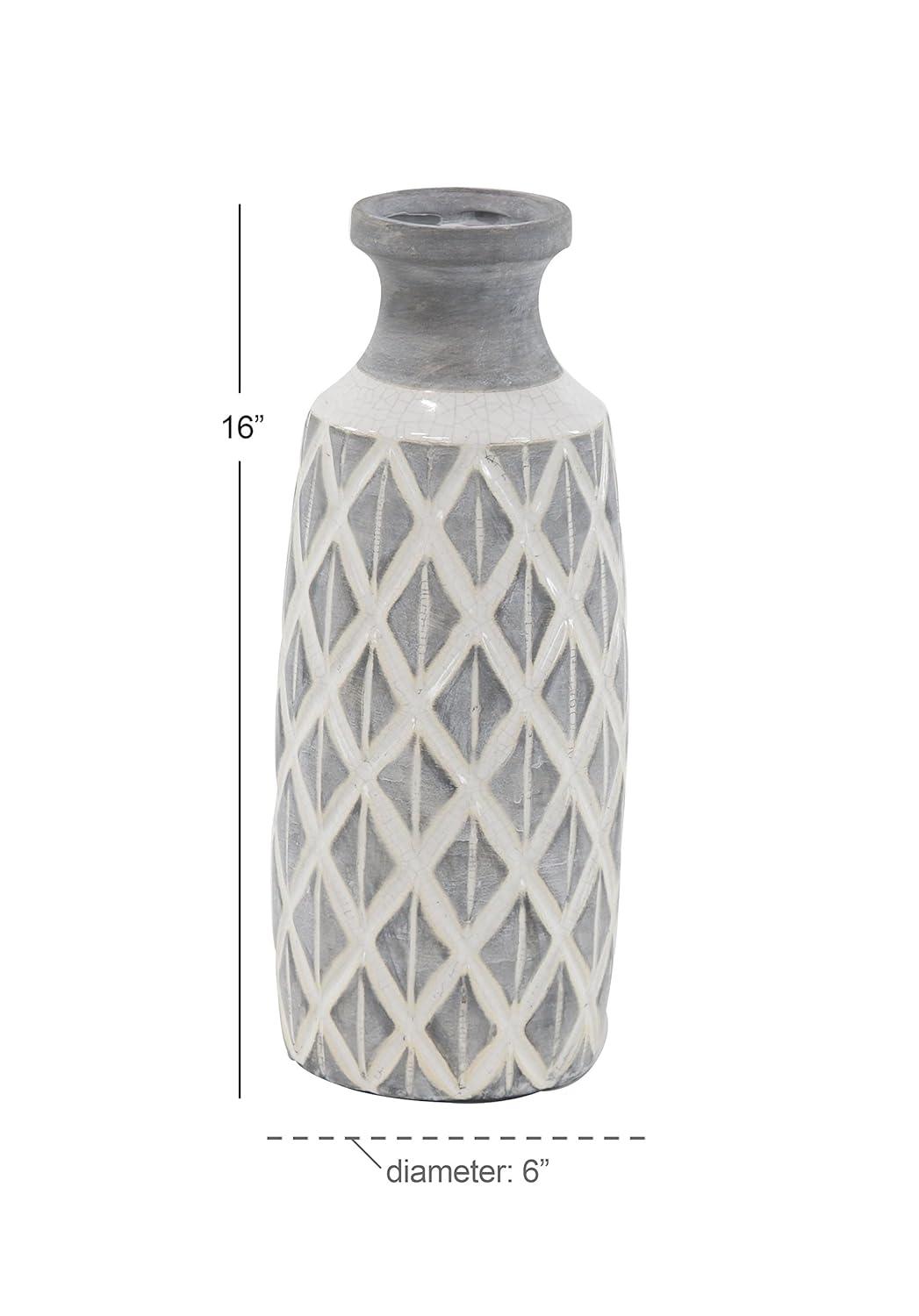 DecMode Jarrón de Cerámica Gris de 14"