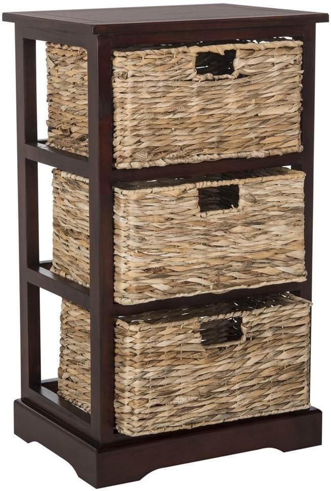 Halle 3 Wicker Basket Storage Side Table - Safavieh