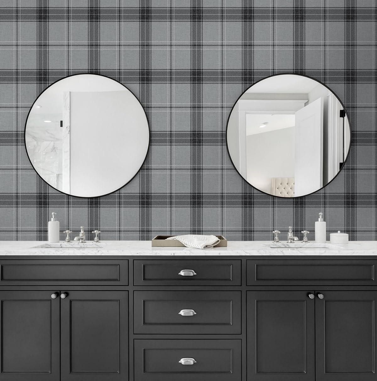 Greyscale Plaid Self-Adhesive Vinyl Wallpaper Roll