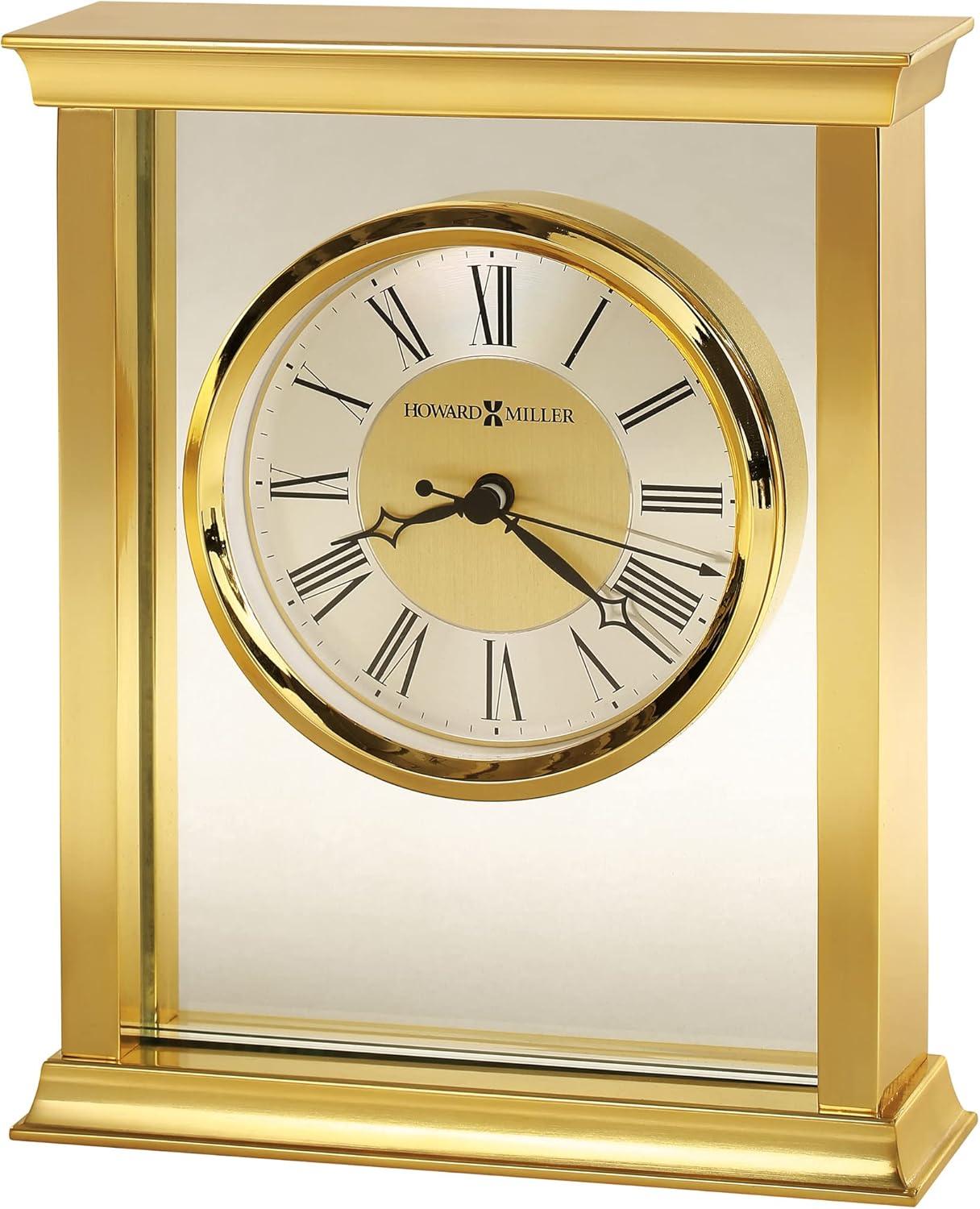 Howard Miller® Monticello Modern & Contemporary Roman Numeral Crystal Quartz Movement / Crystal Tabletop Clock in Polished Brass