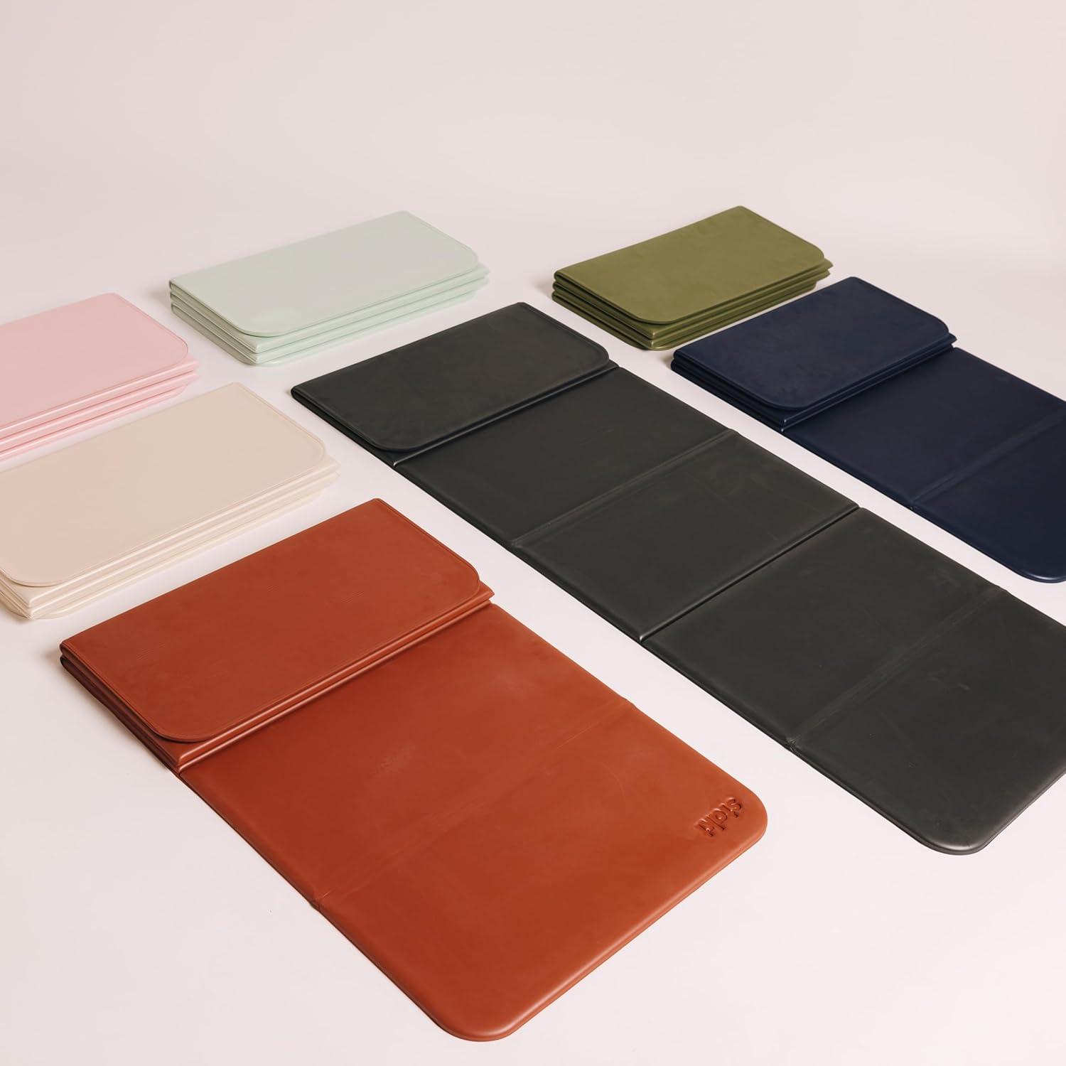 Foldable Pink PVC Yoga and Fitness Mat with Non-Slip Surface