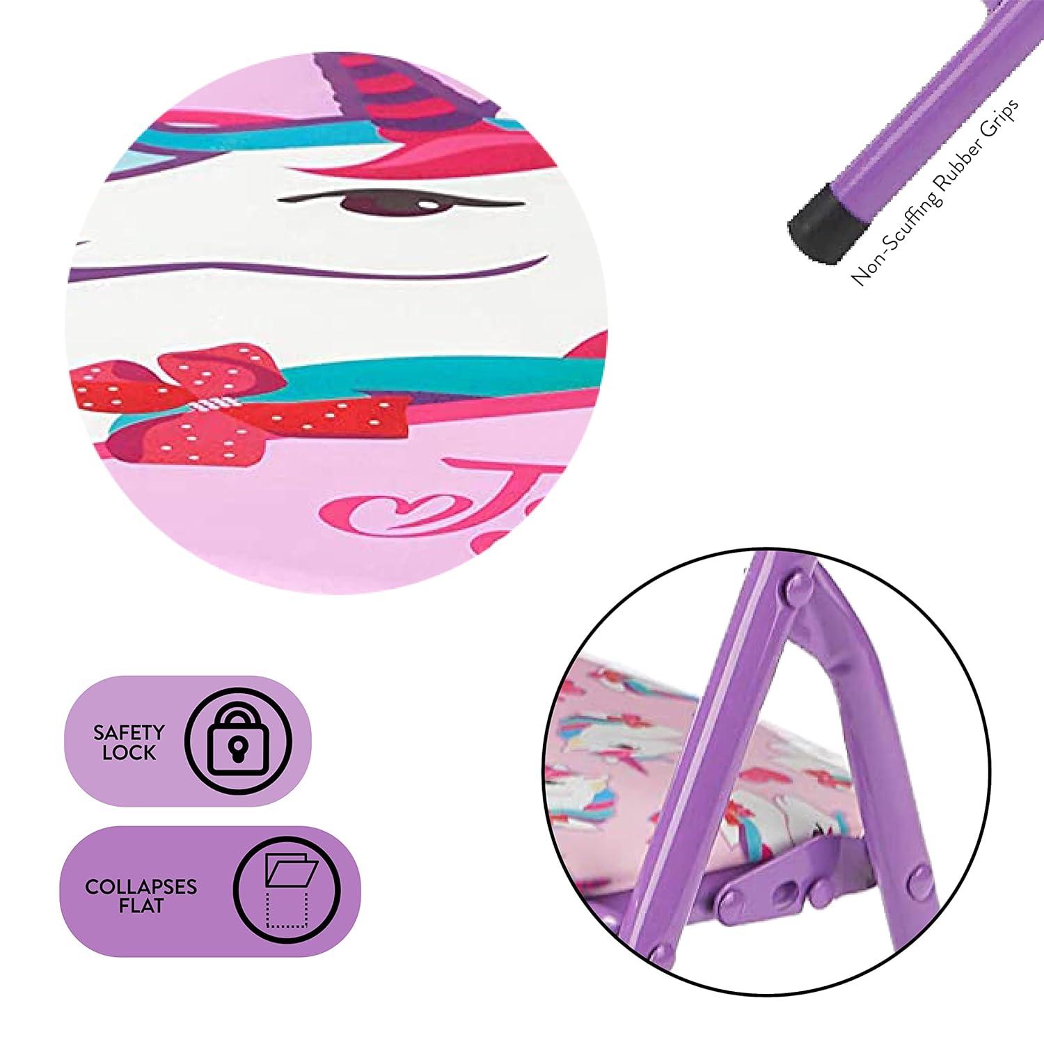 Nickelodeon Jojo Siwa 3 Piece Table & Chair Set with 2 Folding Chairs and 1 Table, Ages 3+, Purple Painted Metal Frame