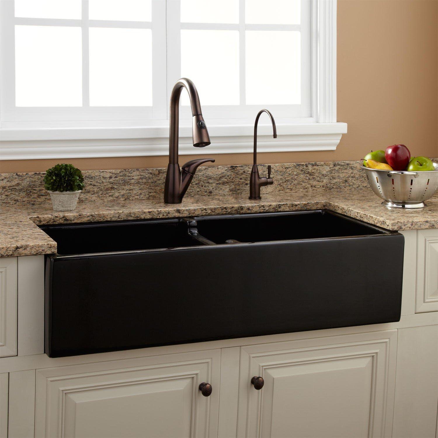 Risinger 39" White Fireclay Double Basin Farmhouse Sink