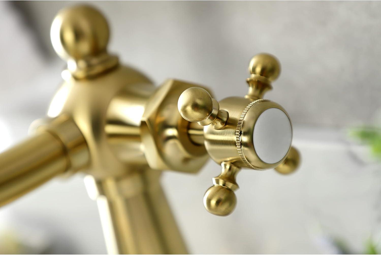 Kingston Brass Nautical Single-Handle 1-Hole Deck Mount Bathroom Faucet with Push Pop-Up and Deck Plate