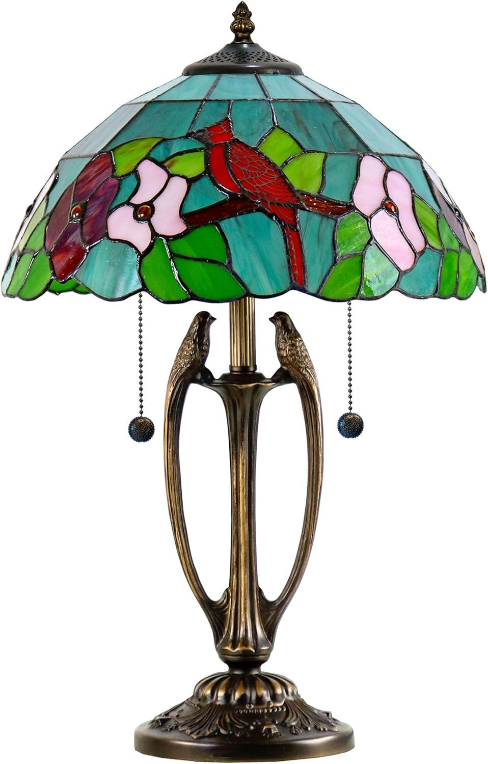 Dale Tiffany 2-Light Resin & Art Glass Table Lamp in Antique Bronze/Green