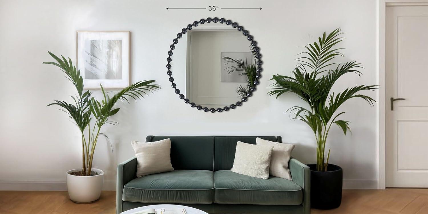 Marlowe Beaded Round Metal Wall Mirror