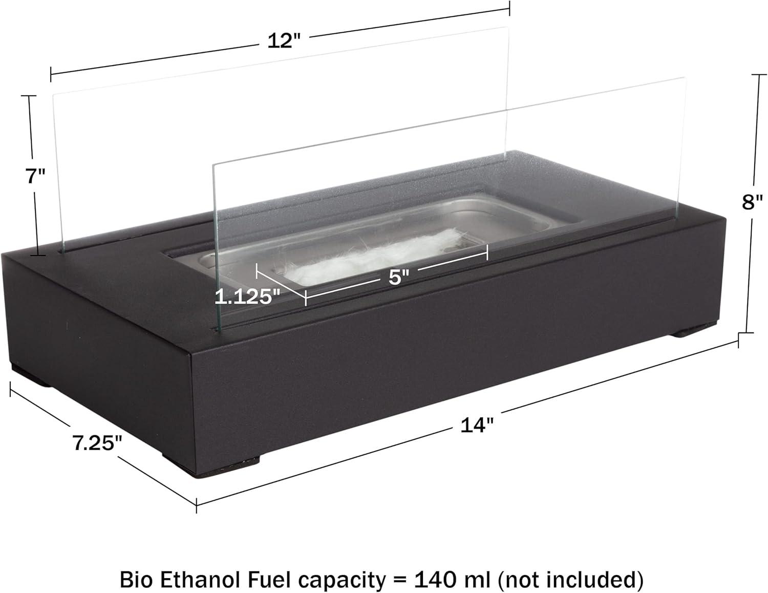 Northwest 2-Pack Rectangular Indoor or Outdoor Ventless Bio Ethanol Tabletop Fireplace, Black