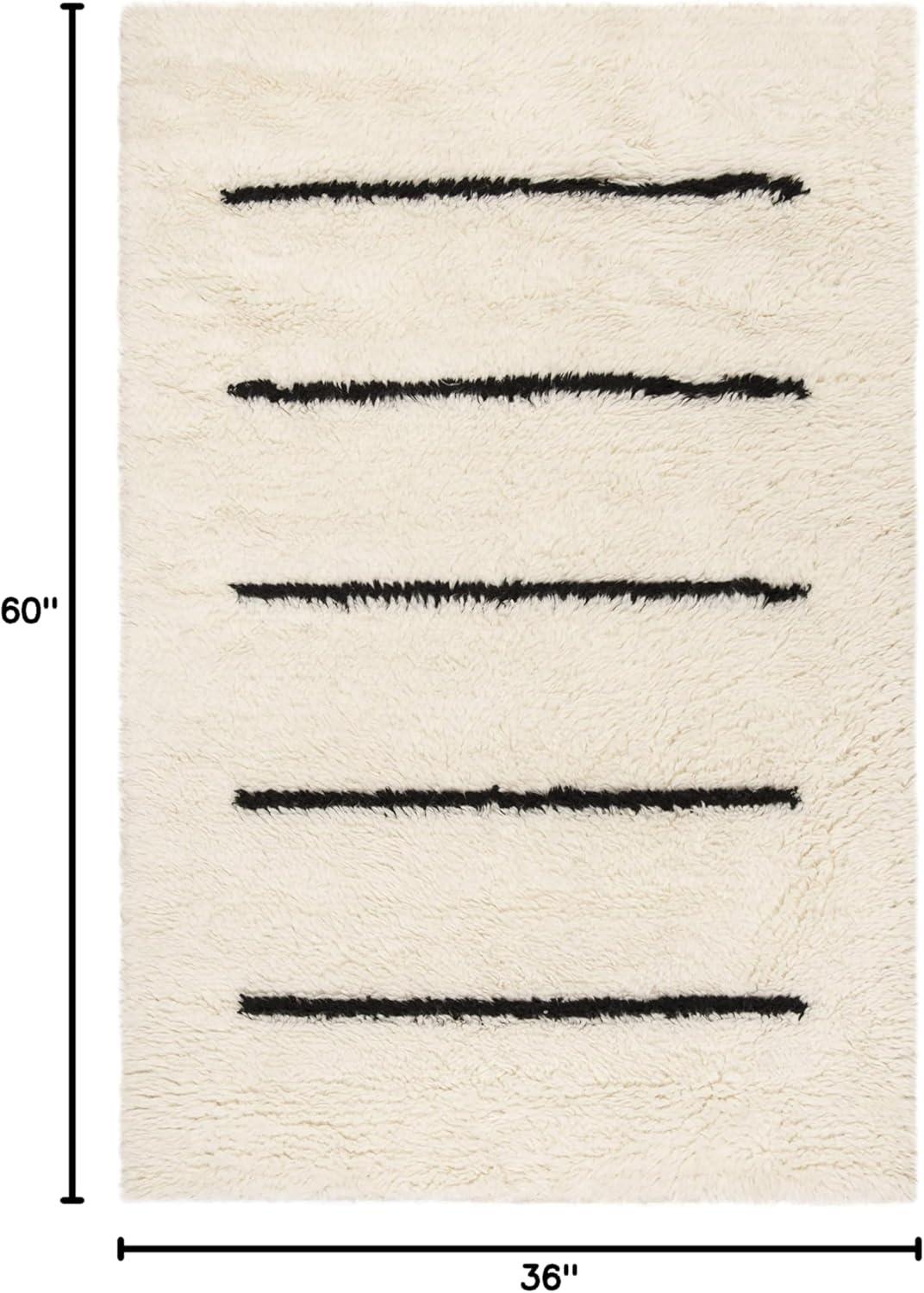 SAFAVIEH Kenya Siomha Striped Area Rug, Ivory/Black, 3' x 5'