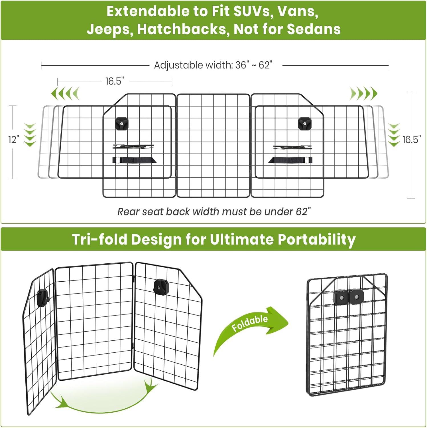 Adjustable Black Steel Car and SUV Pet Barrier