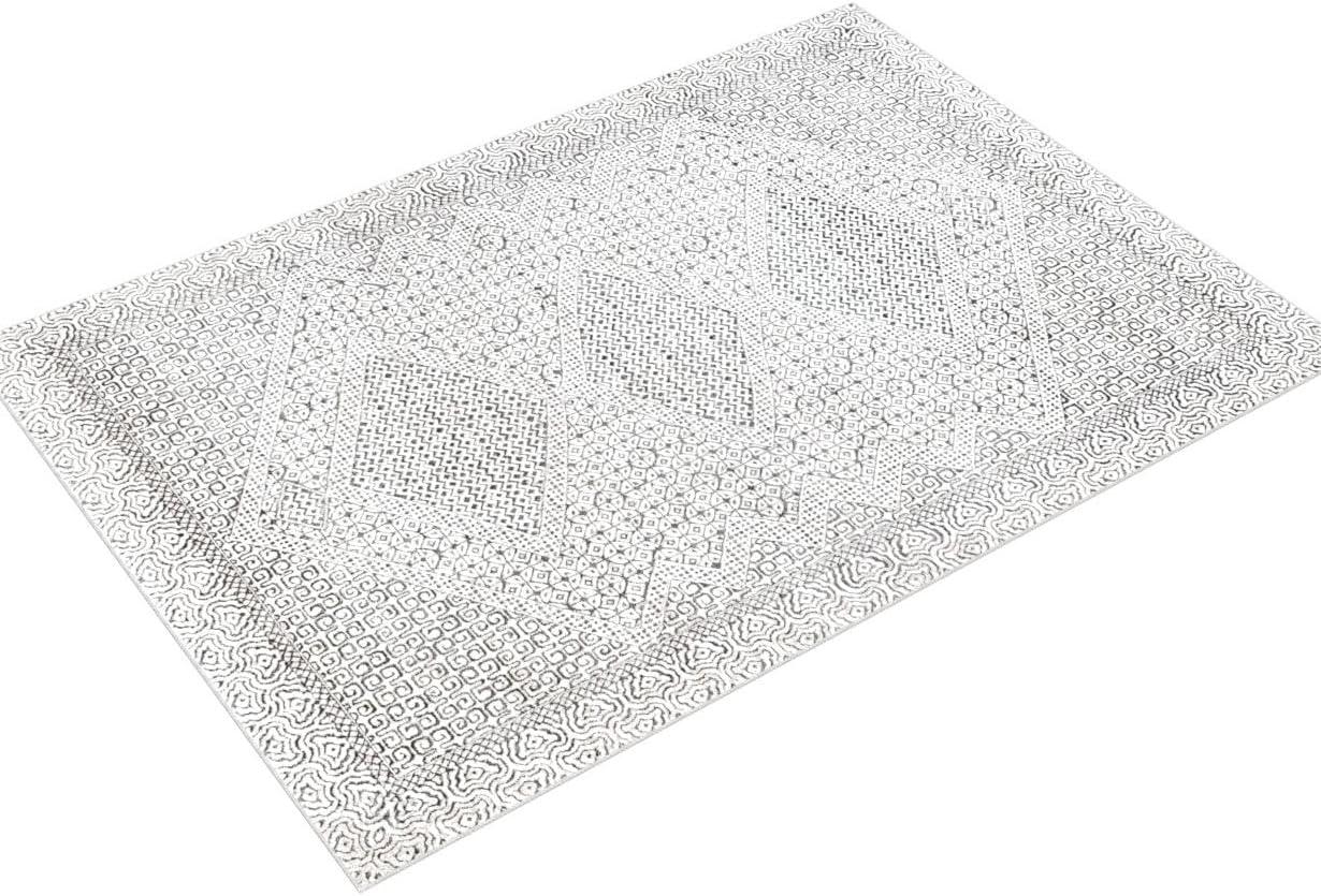 nuLOOM Exie 10 x 14 (ft) Loomed Polypropylene Light Gray Rectangular Indoor Medallion Area rug
