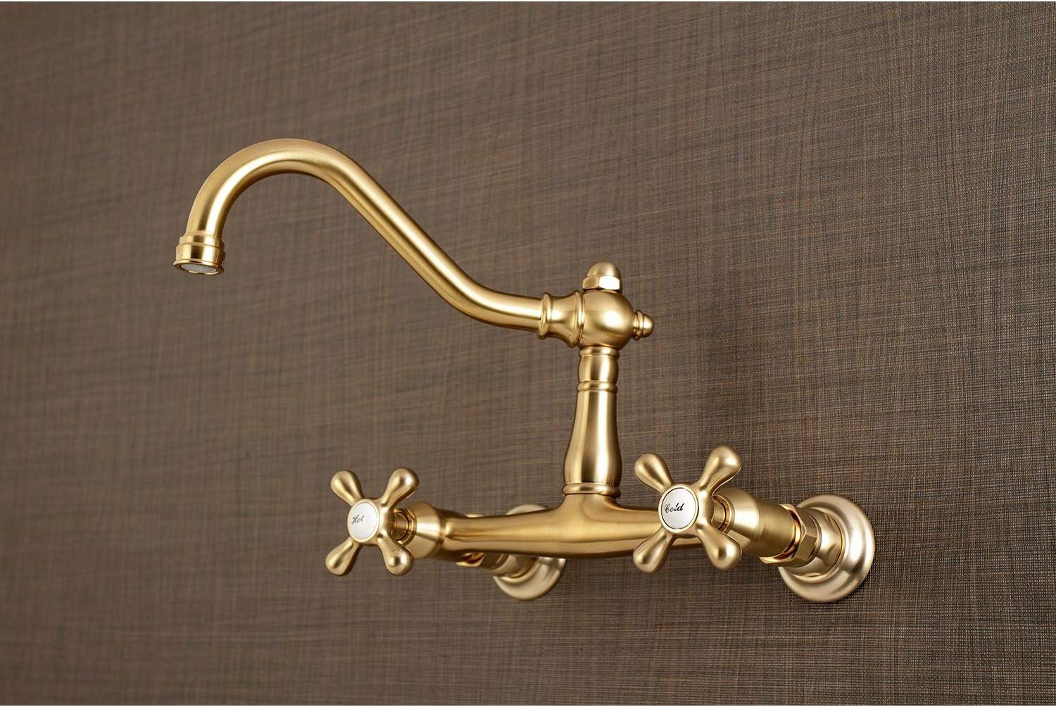 Kingston Brass Vintage Two-Handle 2-Hole Wall Mount Bathroom Faucet