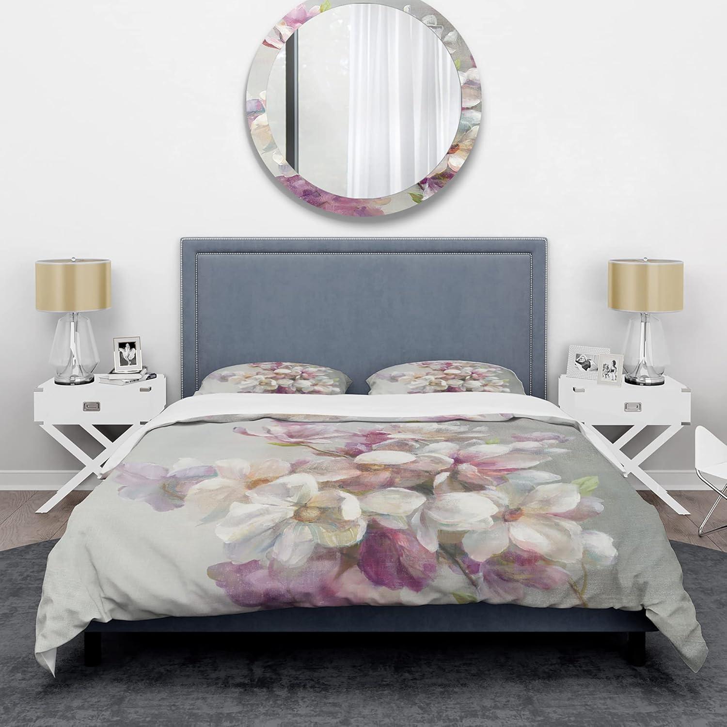 Designart 'Pink Magnolia Flowers' Shabby Duvet Cover Set