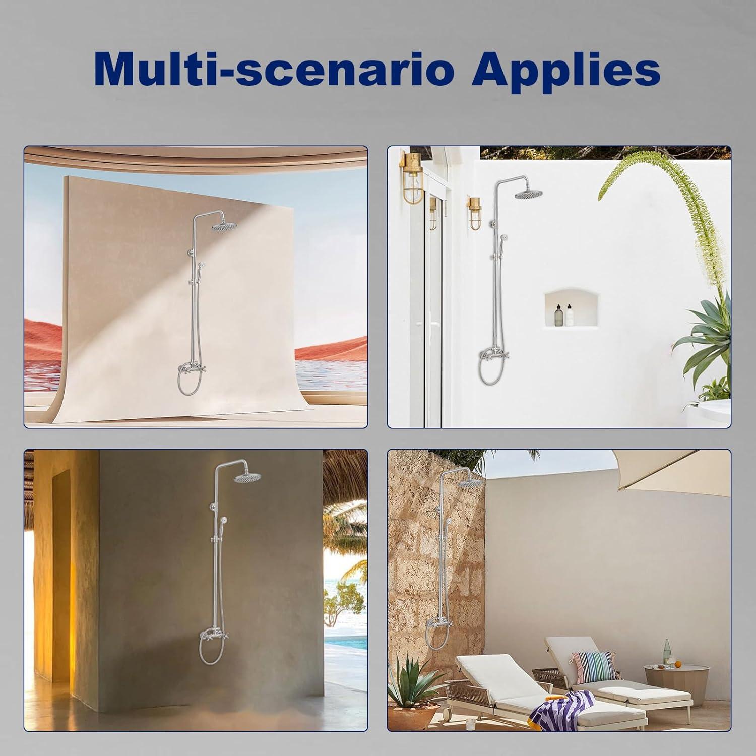 Outdoor Shower Kit, Bathroom Shower Feature Shower System Set, Outside Shower Faucet High Pressure Wall Mount, Brushed Nickel