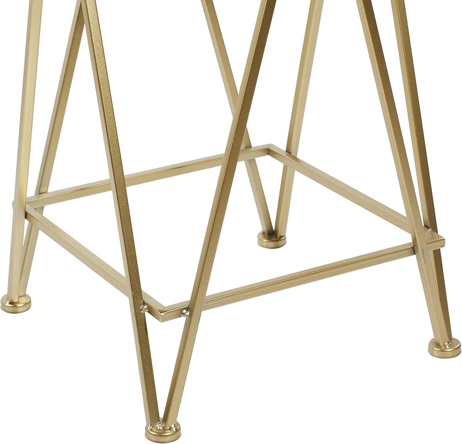 DecMode 15" x 26" Gold Metal Accent Table with Mirrored Glass Top, 2-Pieces
