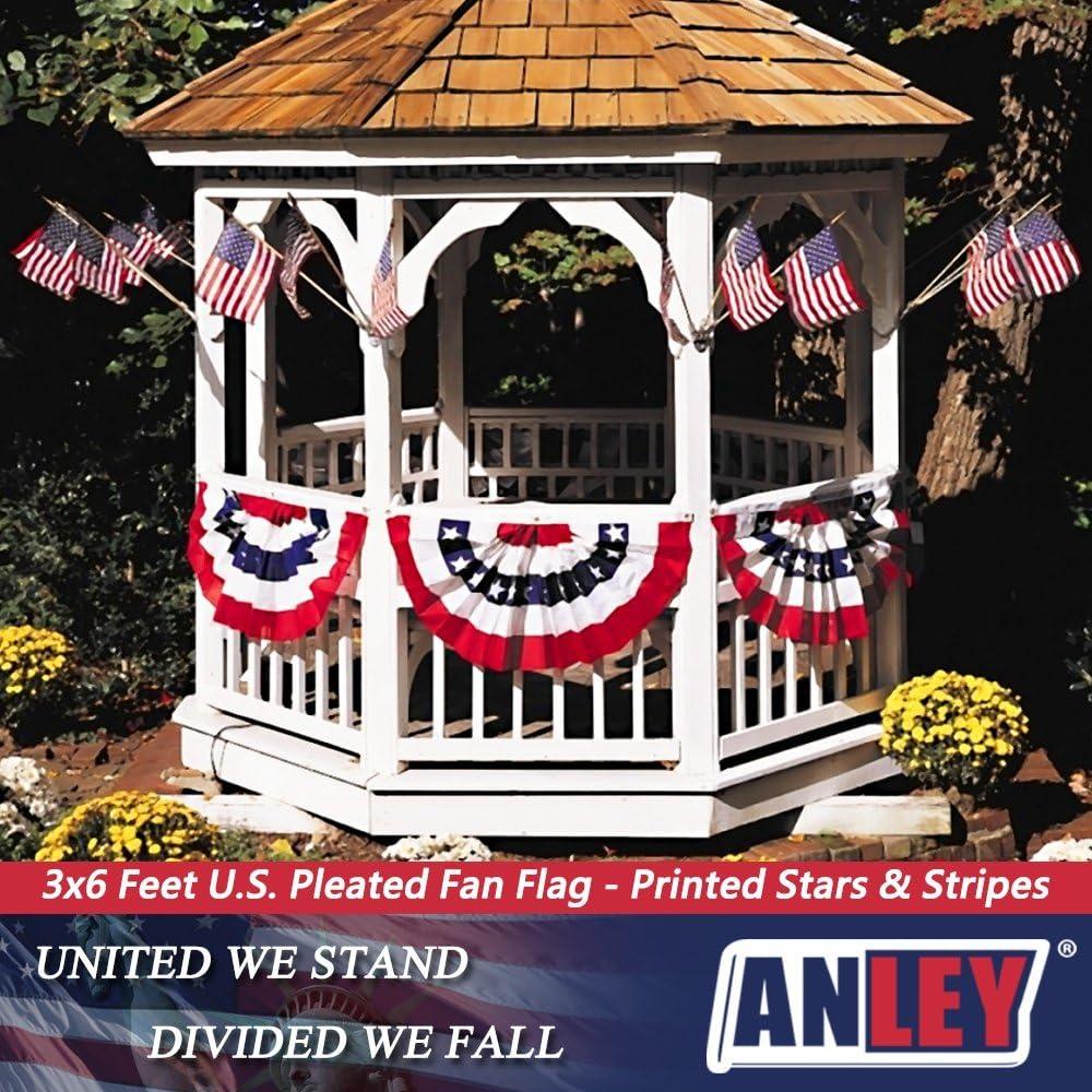 Anley USA Pleated Fan Flag, 3x6 Ft American US Bunting Flags - United States 3 x 6 Feet Half Fan Banner (1 Pack)