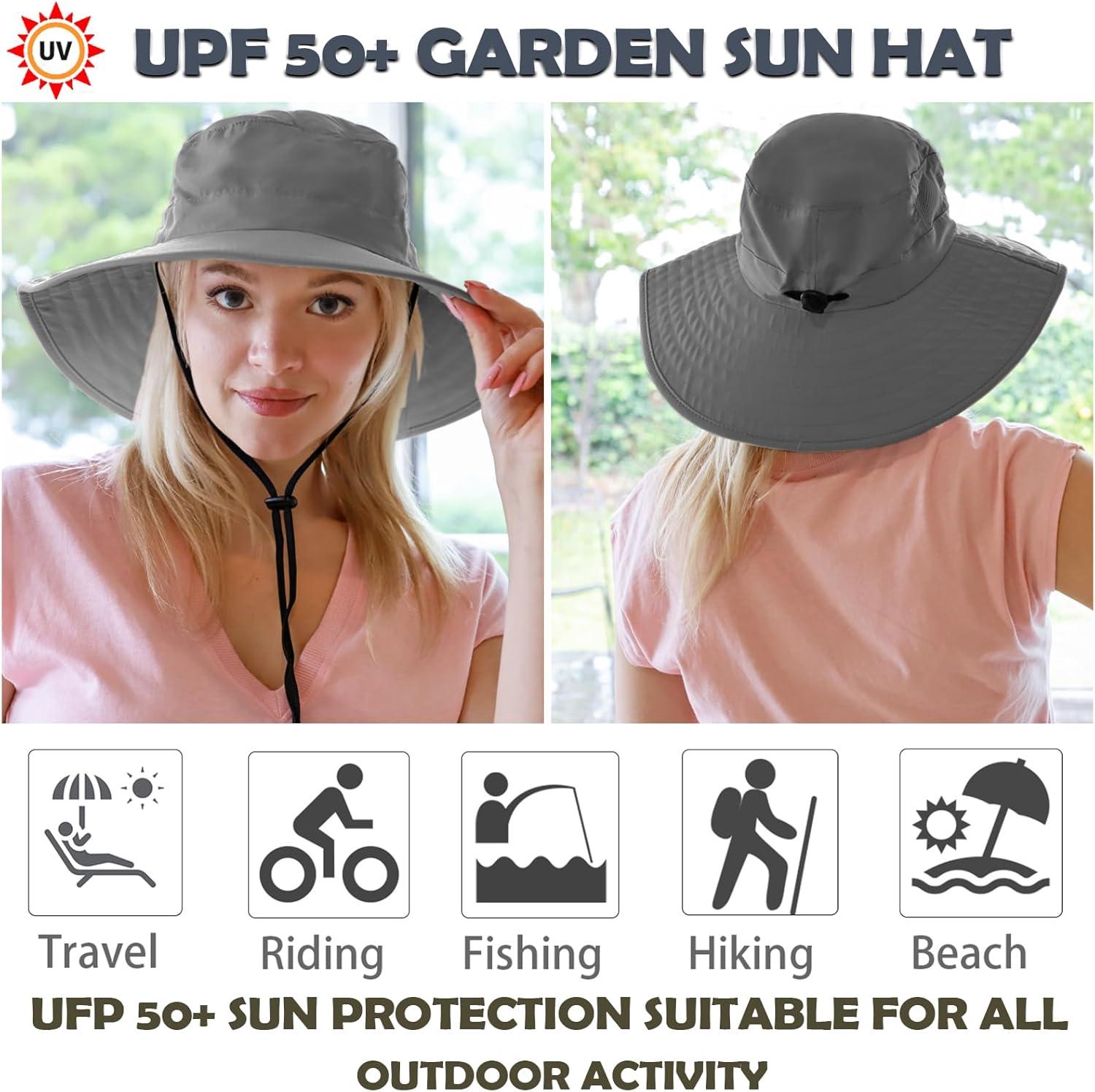 Solaris Unisex Wide Brim UV Sun Protection Hat for Adults, Suit for Outdoor Garden Hiking Safari Beach Travel, Gray