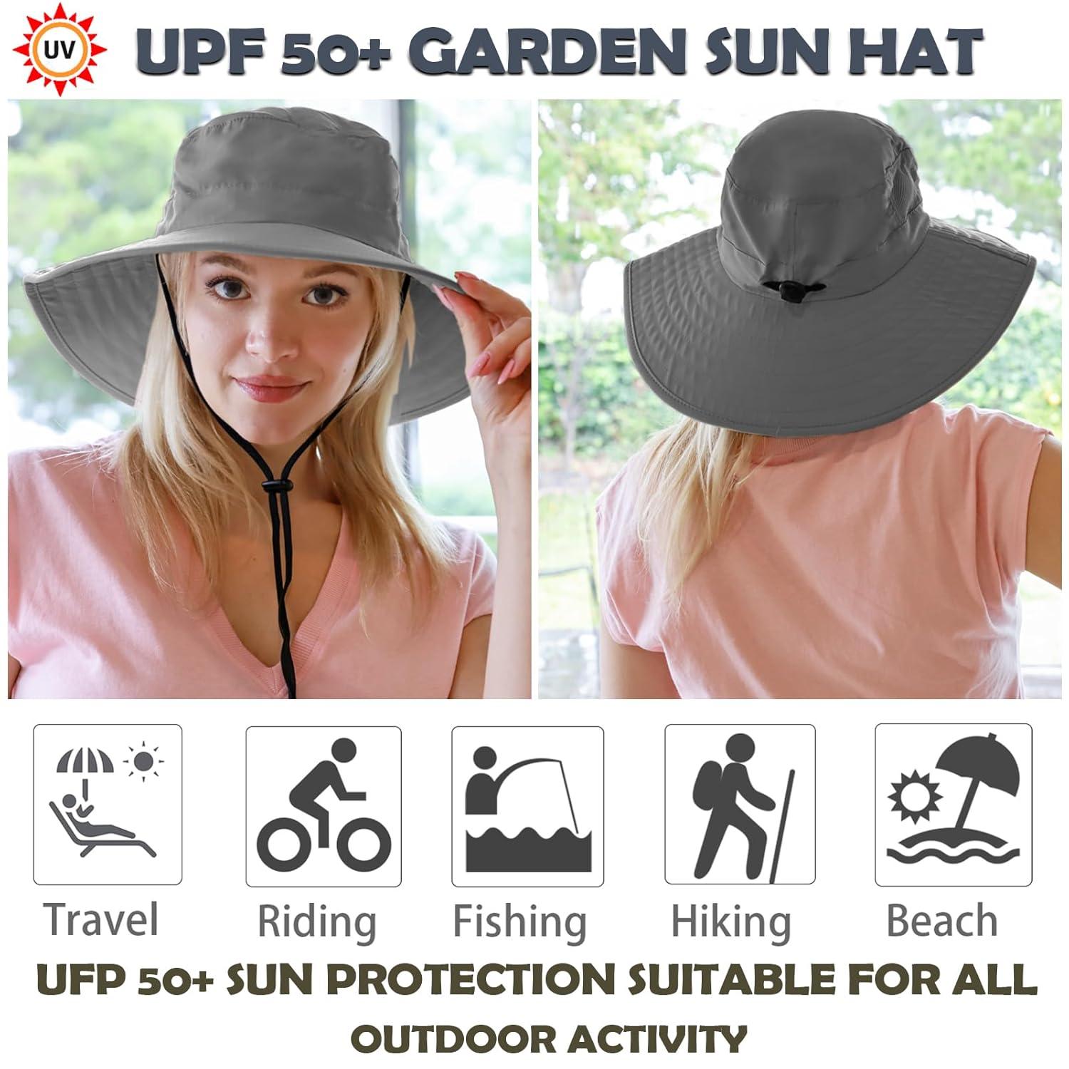 Solaris Unisex Wide Brim UV Sun Protection Hat for Adults, Suit for Outdoor Garden Hiking Safari Beach Travel, Gray